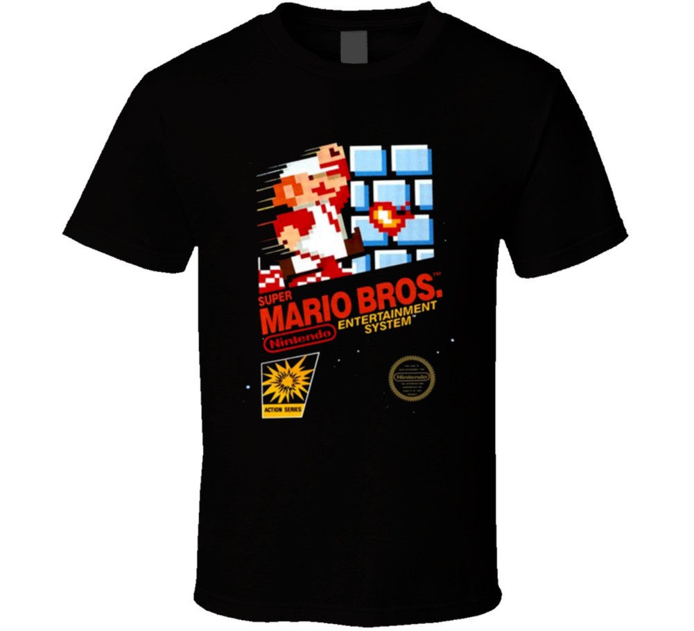 Super Mario Bros Nintendo Classic Video Game Box Cover T Shirt gallery