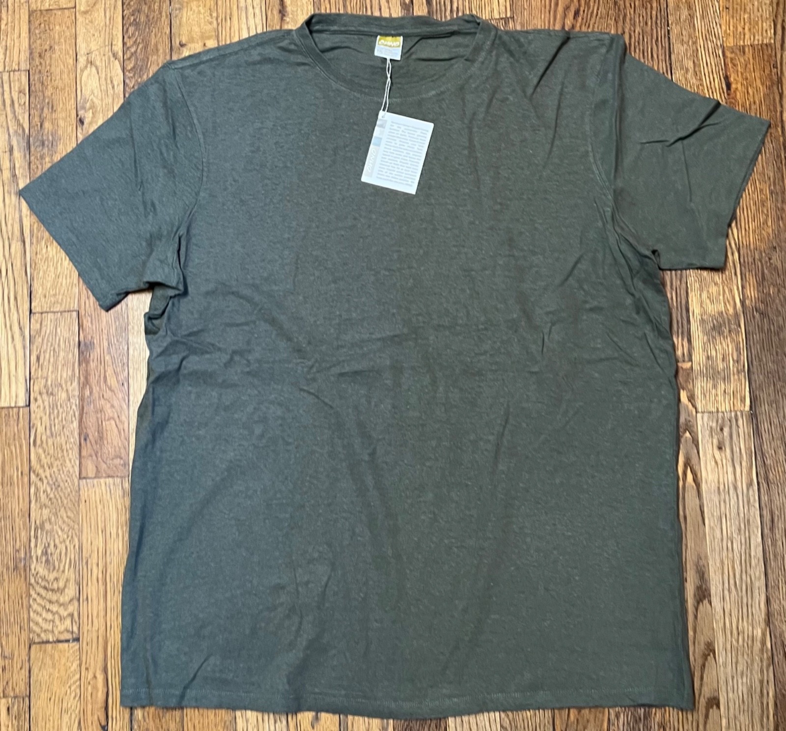 Men's ONNO Short Sleeve 55% Hemp/45% Cotton Green/Cypress T-Shirt, 2X, NOS gallery