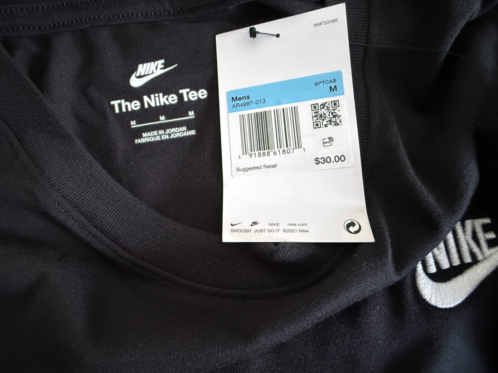 Nike Mens Sportswear Cotton Embroidered T-Shirt Black Sz M Short Sleeves New gallery