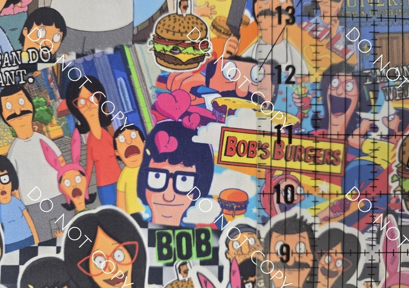 Custom 100% Cotton Woven Fabric Bob’s Burgers Tv Show by the 1/4 Yard 9×56