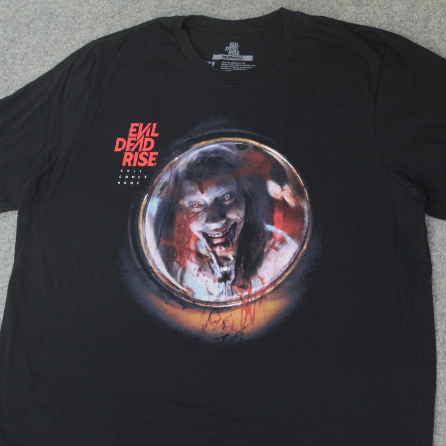 Evil Dead Rise T Shirt XL Fright-Rags 2023 PEEPHOLE Horror Movie Film Promo Tee gallery