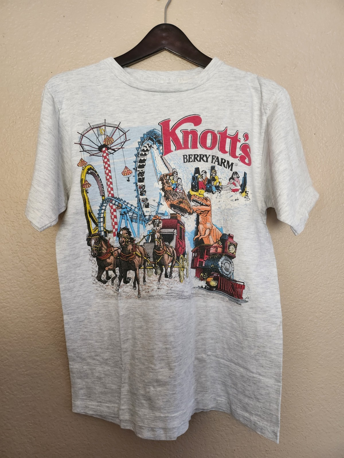 Vtg Knott’s Berry Farm Graphic T-Shirt Amusement Park California Alore USA Sz L