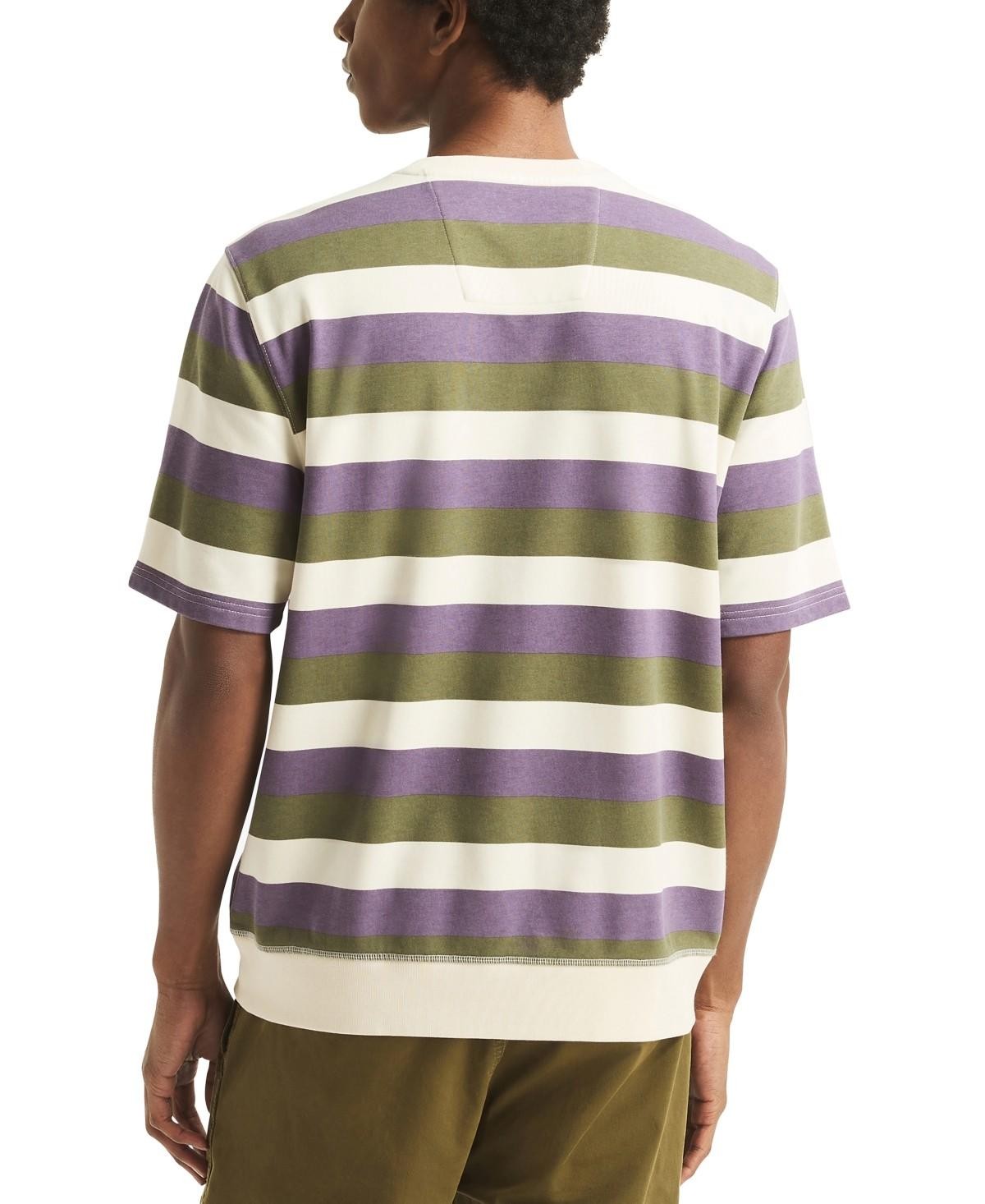 Nautica Crewneck Shirt Grape Size Large Mens Striped Kangaroo Pocket Classic Fit gallery