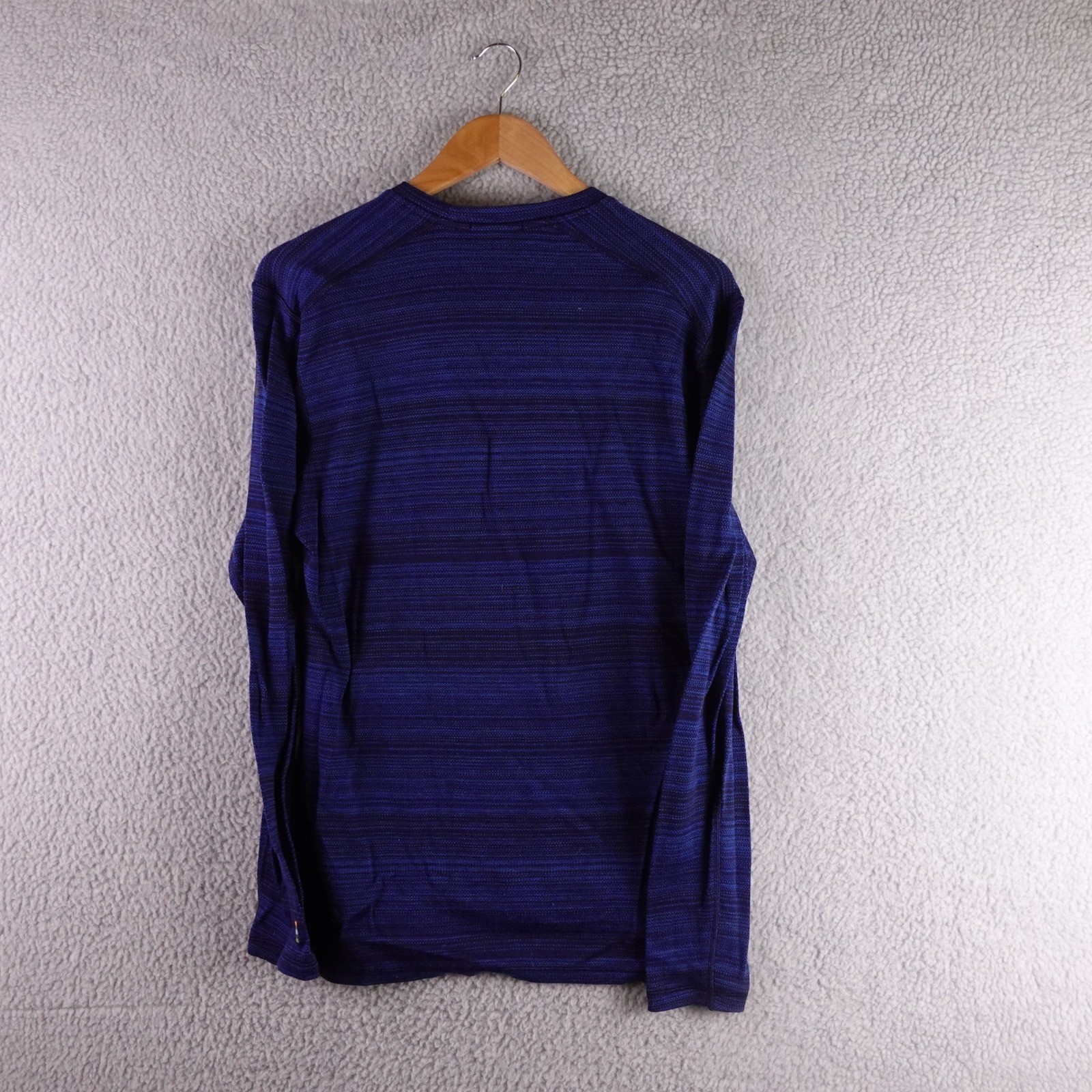 Smartwool Mens Blue Space Dye 100% Merino Wool Long Sleeve Base Layer Top L gallery