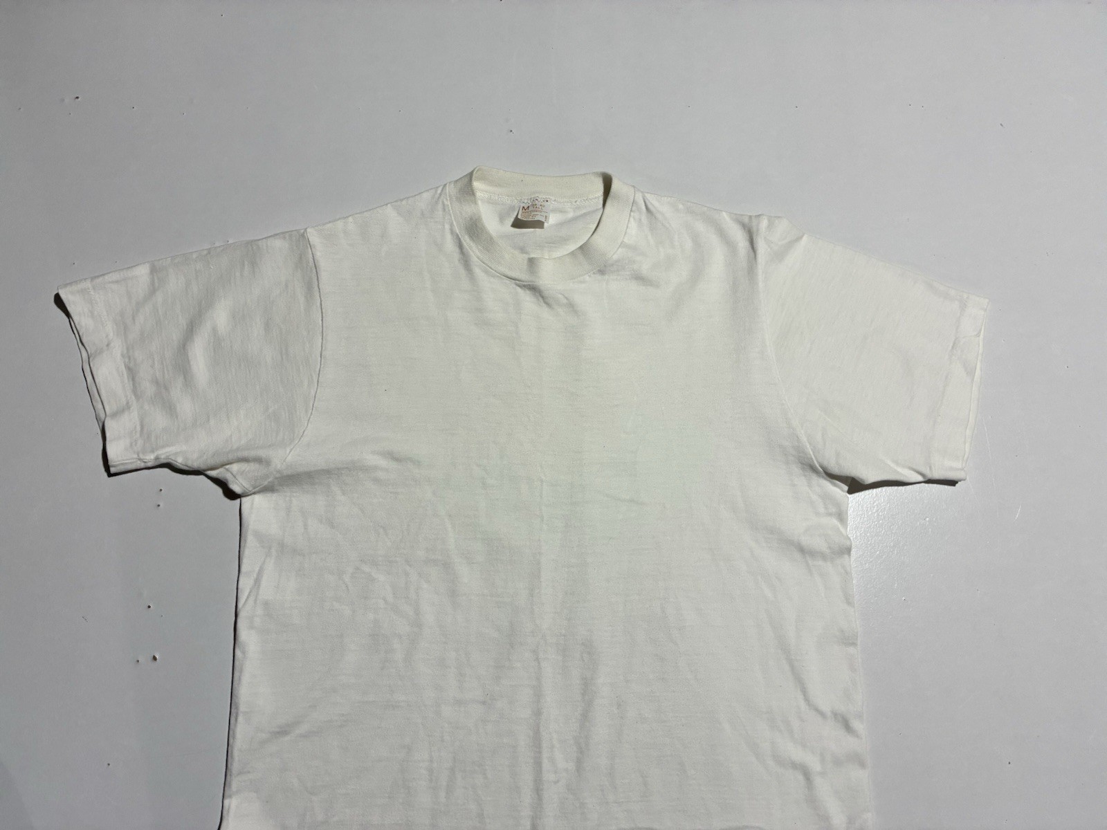 Vintage 1960s White Blank T Shirt JCPenney Single Stitch Medium Tall gallery