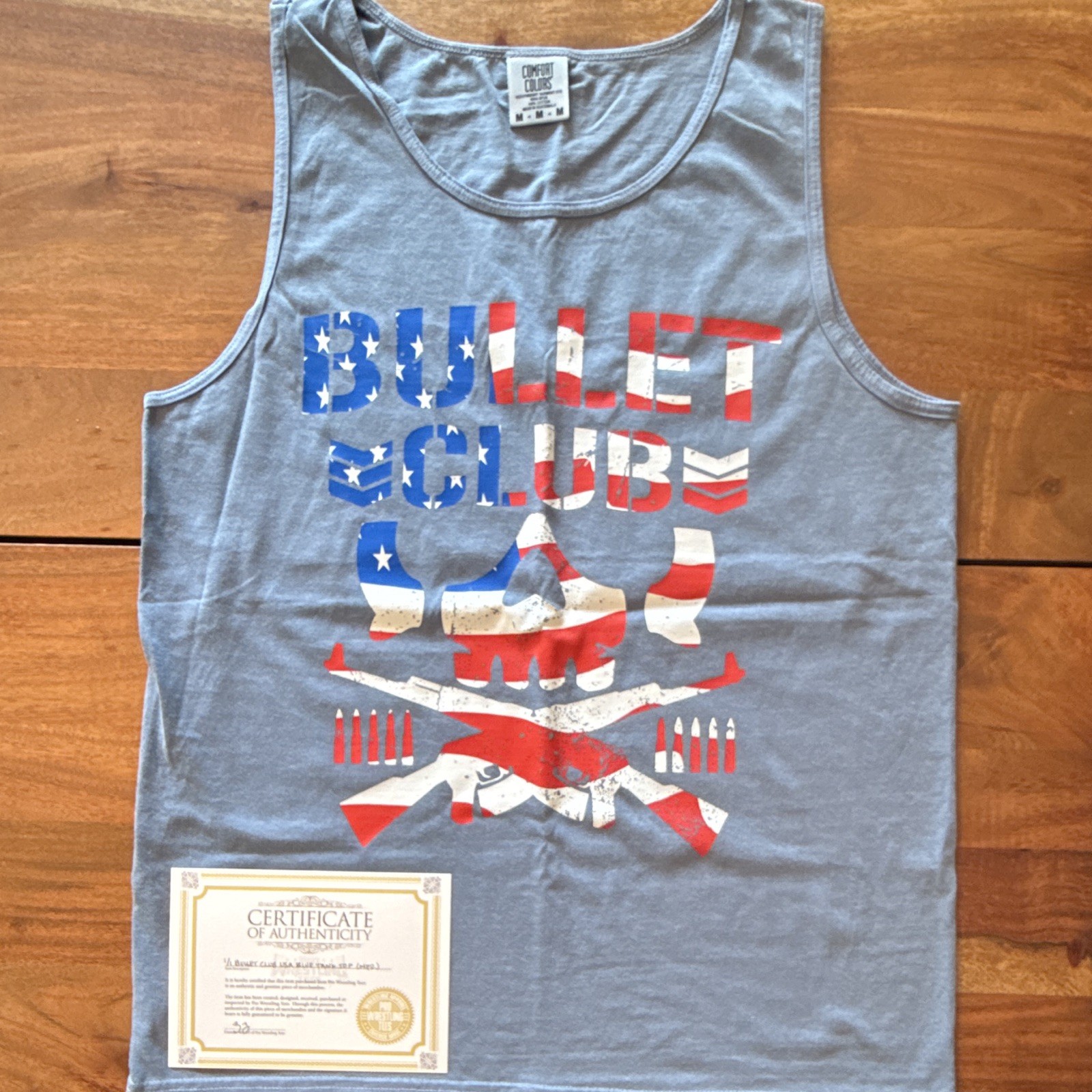 NJPW Bullet Club USA Tank Top Blue/Gray Men’s M Scoop Neck gallery