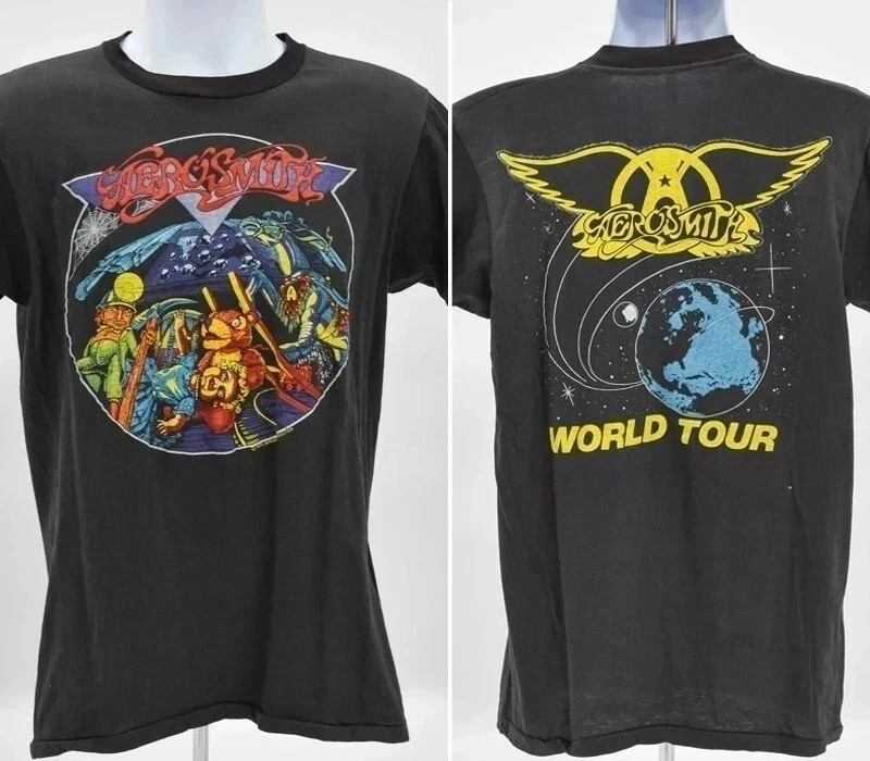 Aerosmith Concert Tour T-Shirt 2 sided Black Short sleeve tee vtg S-5XL gallery