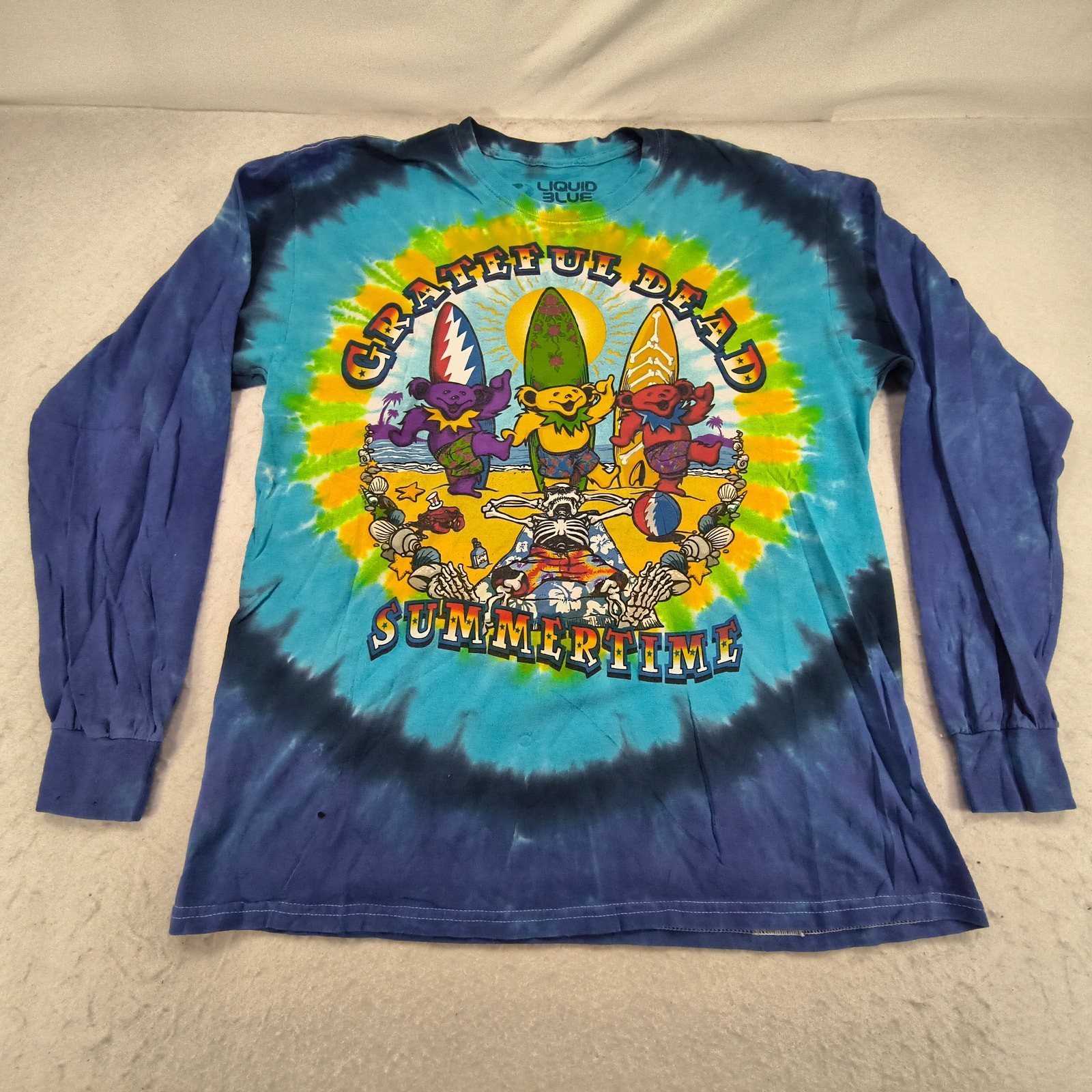 Grateful Dead Band Liquid Blue Long Sleeve Graphic Shirt Mens Size L Tie Dye gallery