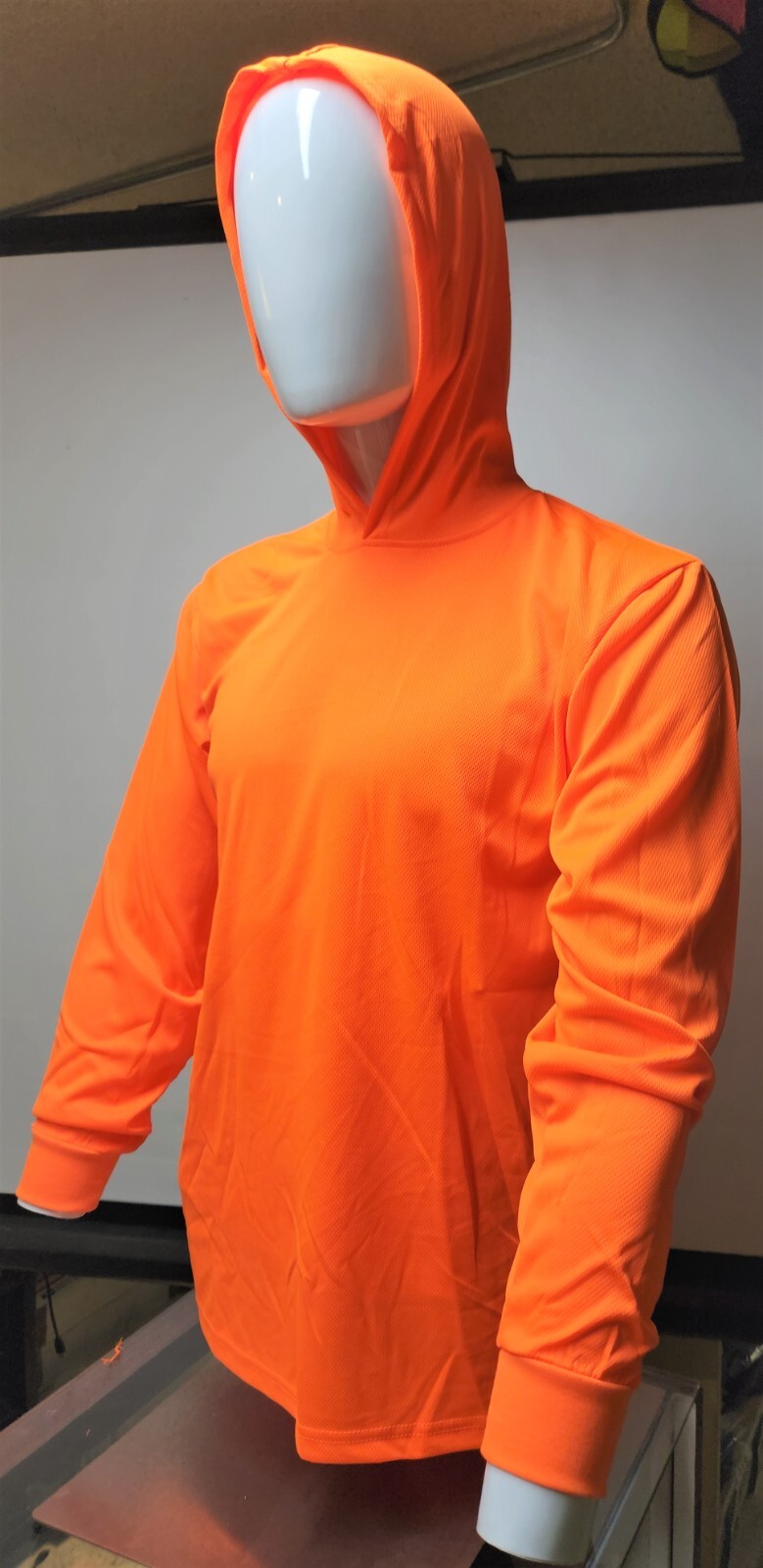 Hi Vis Orange Long Sleeve Safety Hoodie Shirt , Quick Dry Polyester Birdeye mesh