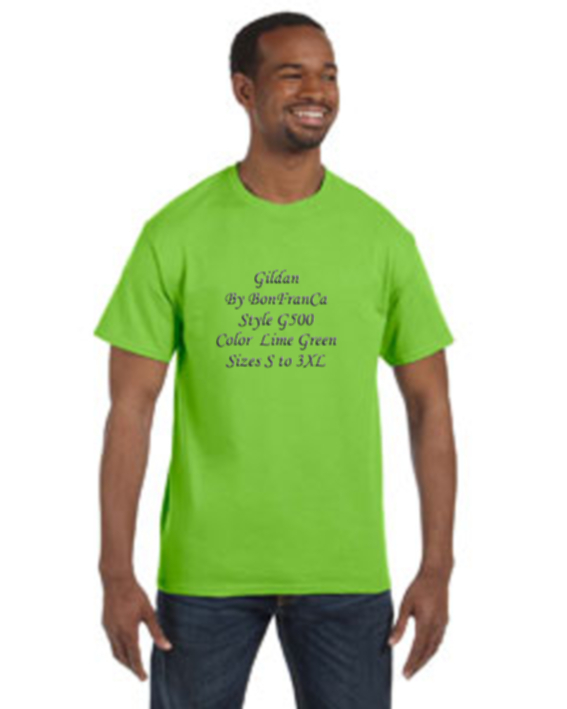 Gildan G500 Lime Green s/s T-shirt Heavy Cotton G5000 verde Limon Z7 A1 gallery