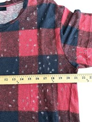 IRO ALESSIO TEE in BUFFALO CHECK Red Black Medium 100% Linen Distressed #AAA5-4