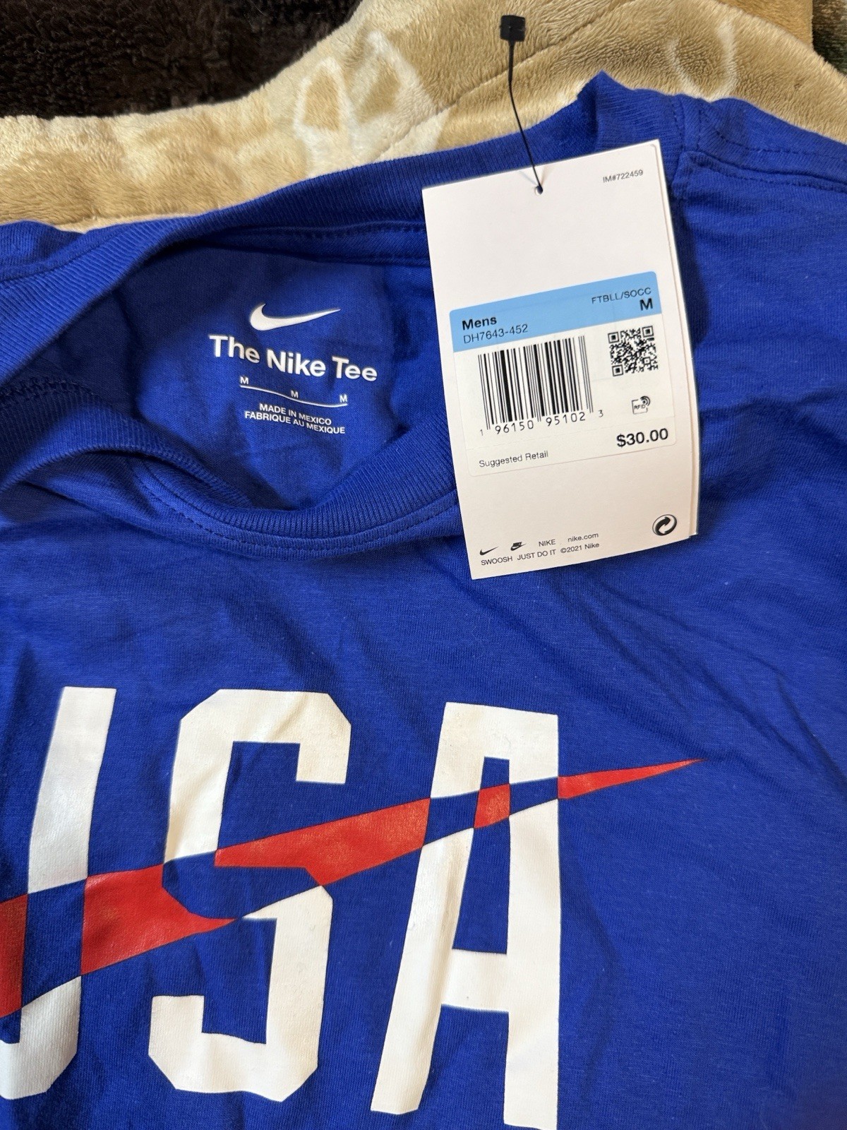 Nike The Nike Tee Blue USA Graphic Logo T-Shirt M Cotton Knit Crew DH7643-452