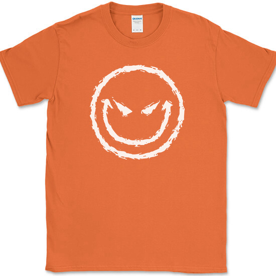 Evil Smiley Face T-Shirt Funny Rebel Biker Humor Sarcastic DJ Club Tee gallery