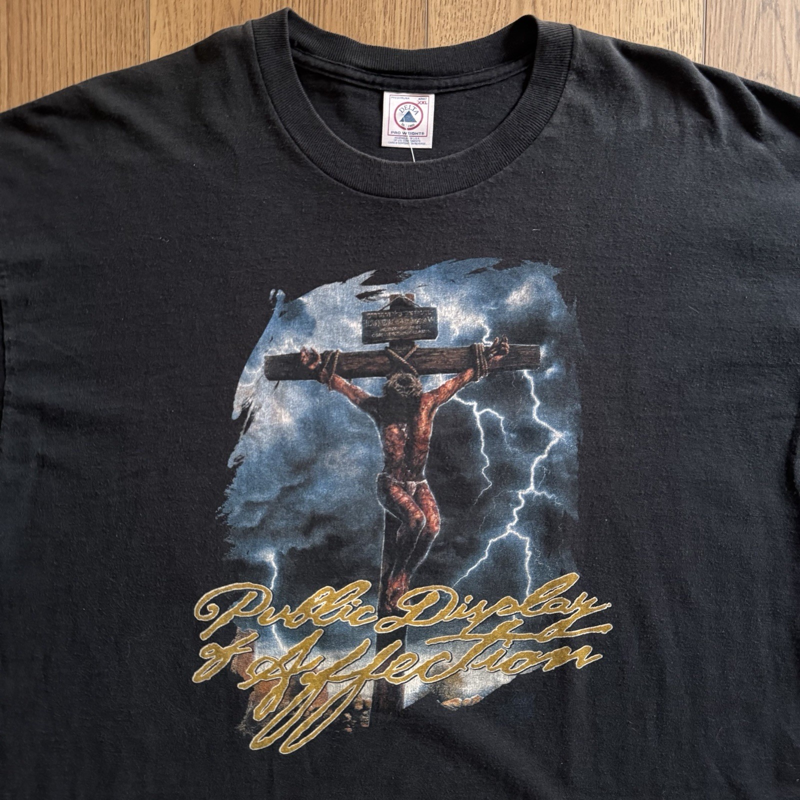 Vintage Living Epistles Public Display Jesus Black Mens XL Shirt USA Lightning gallery