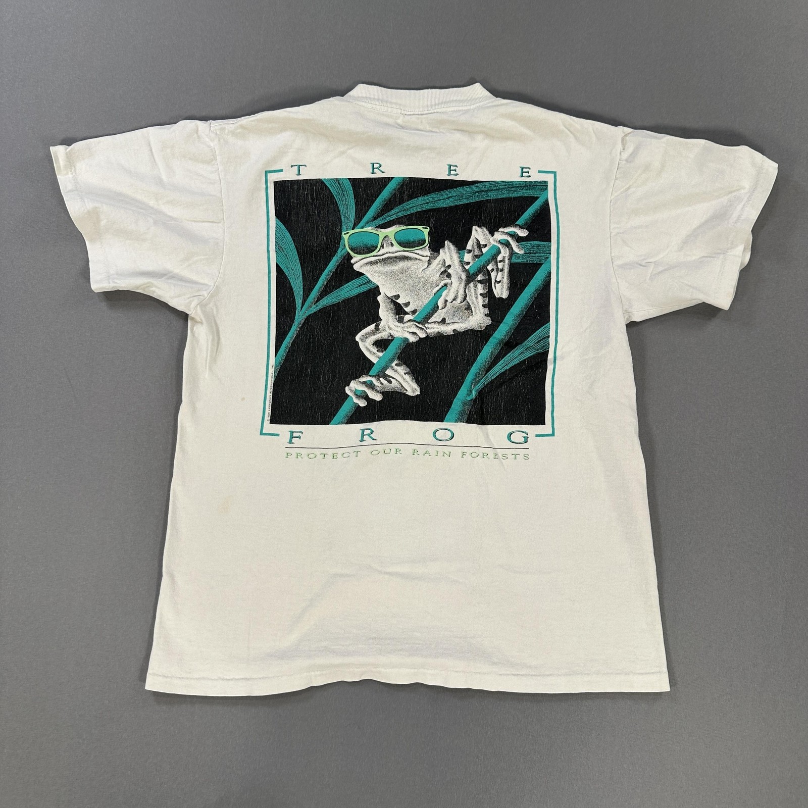 Vintage Oneita Lifeforms Tree Frog Shirt Mens Medium White Rainforest 1990s gallery