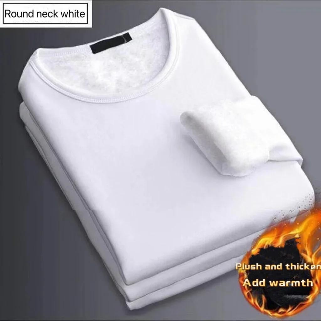 Men Winter Thermal Long Sleeve Shirt Velvet Warm Round Neck Top M-5XL gallery