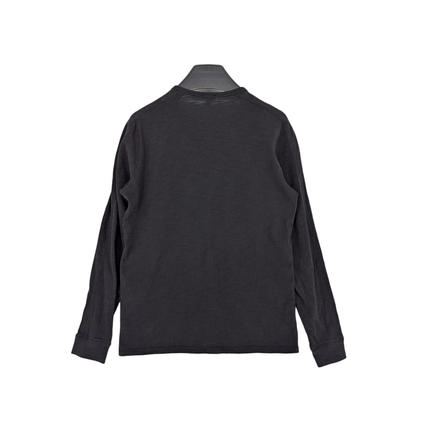 Vince Garment Dyed Henley Shirt Mens Medium Black Long Sleeve Pima Cotton Peru gallery
