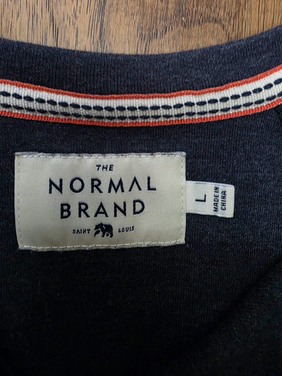 The Normal Brand Navy Blue Longsleeve Henley Mens Sz Large gallery