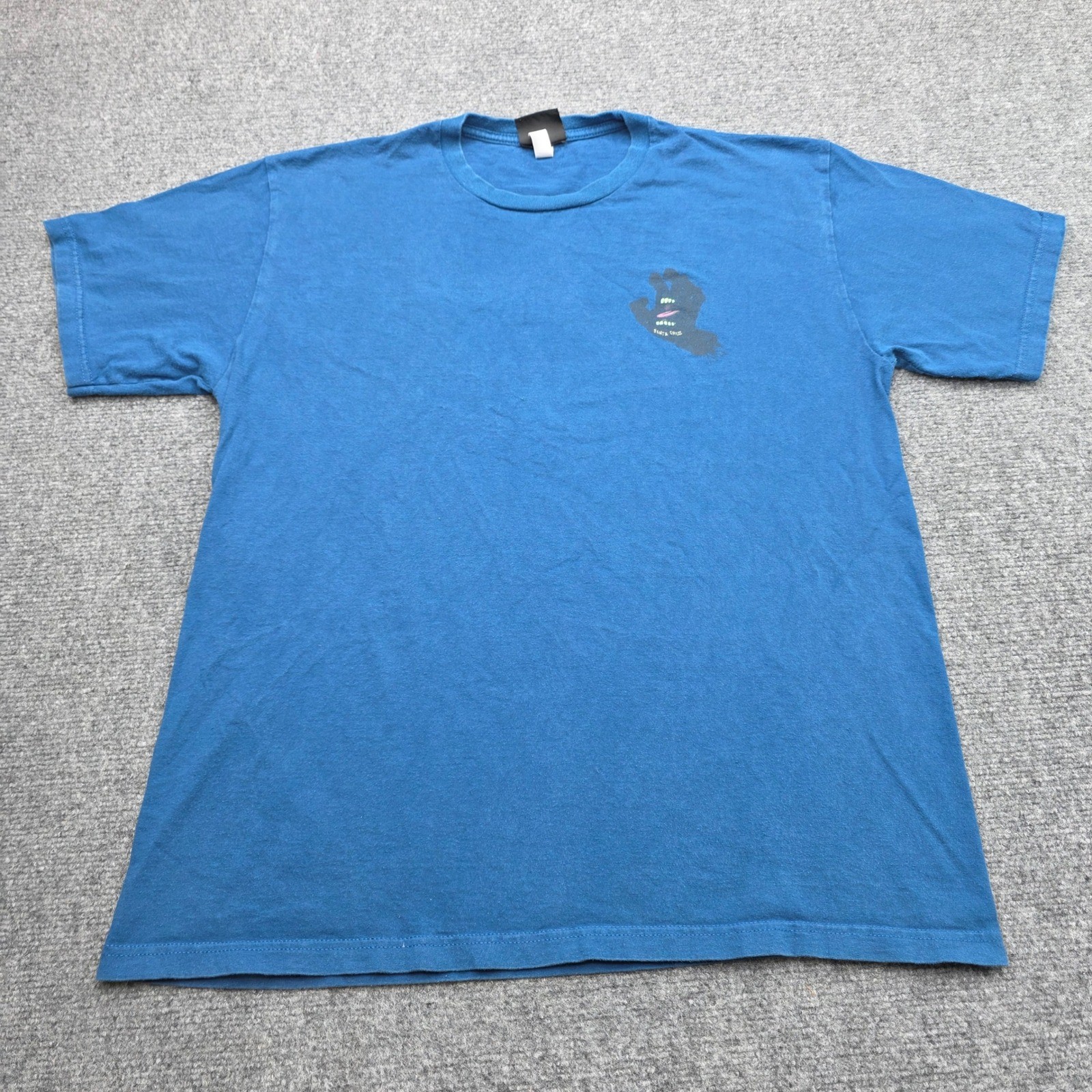 Men's Large Santa Cruz Skateboards Screaming Hand Blue T-Shirt NHS Jim Phillips gallery