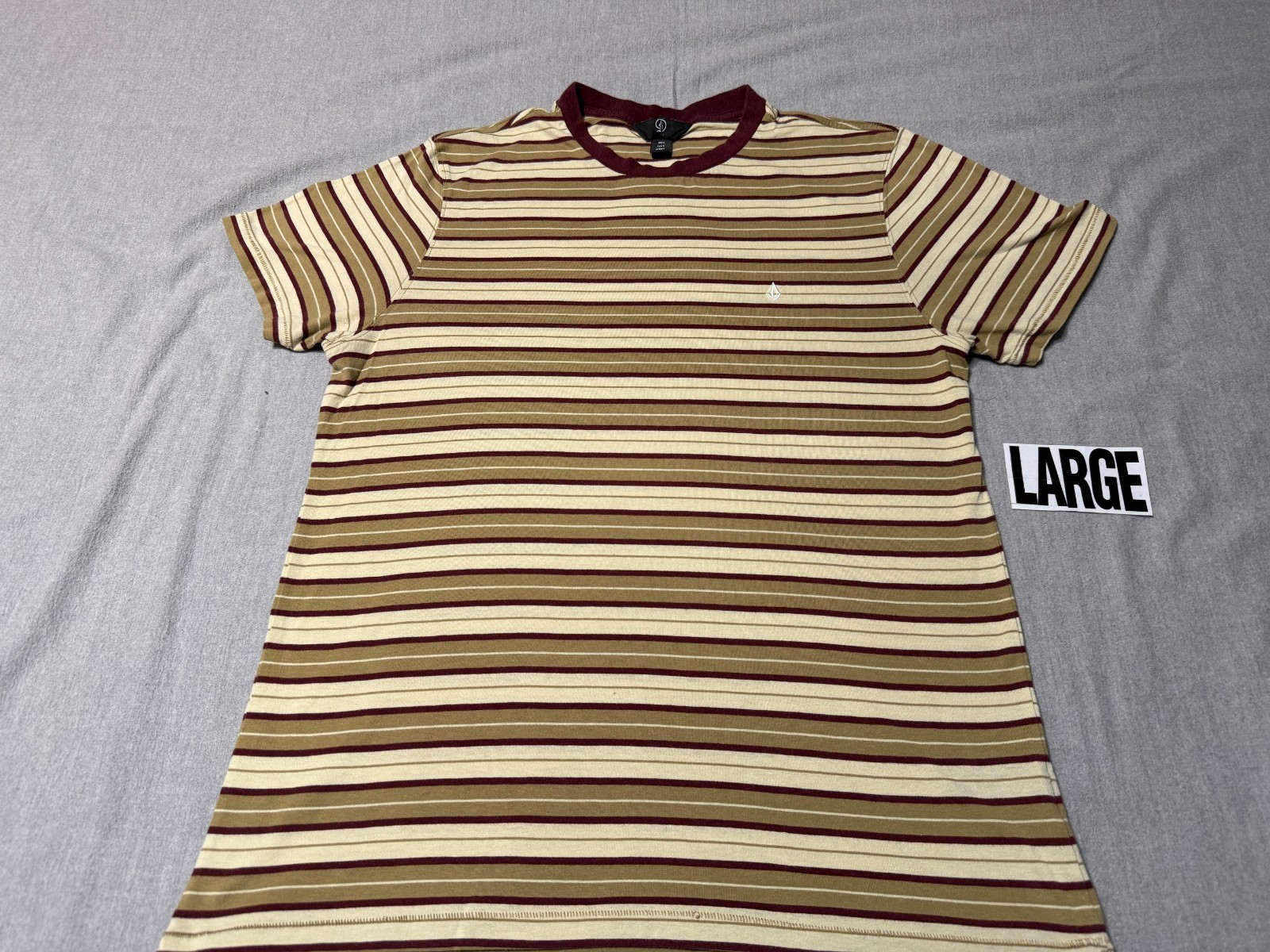 VOLCOM - Men's T-shirt SIZE L - LARGE - Yellow / Red - Striped - True to This gallery