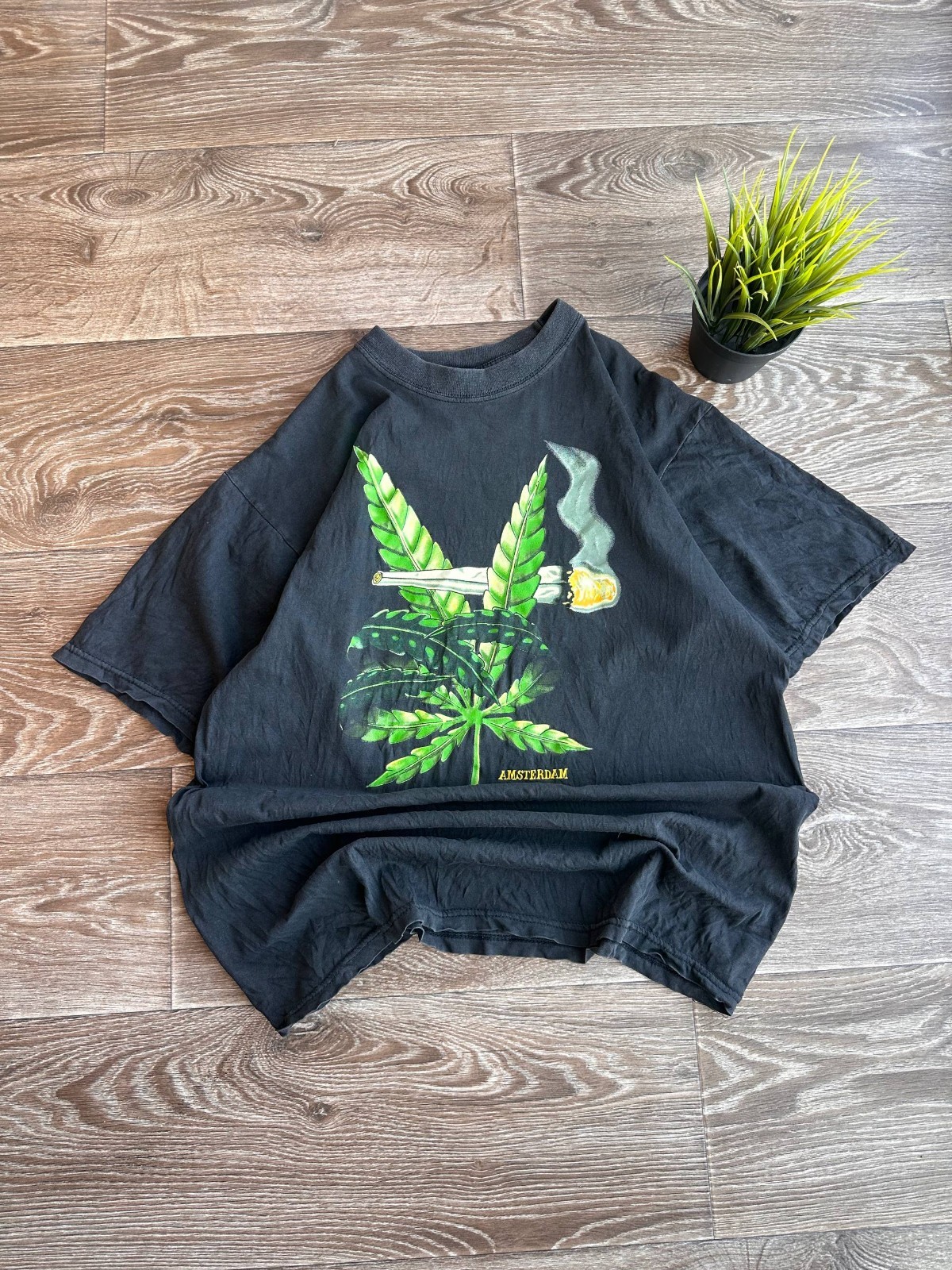90s Marijuana Smoke Weed Hip Hop Rap T Shirt 2Pac Jay-Z Mens Size L Black