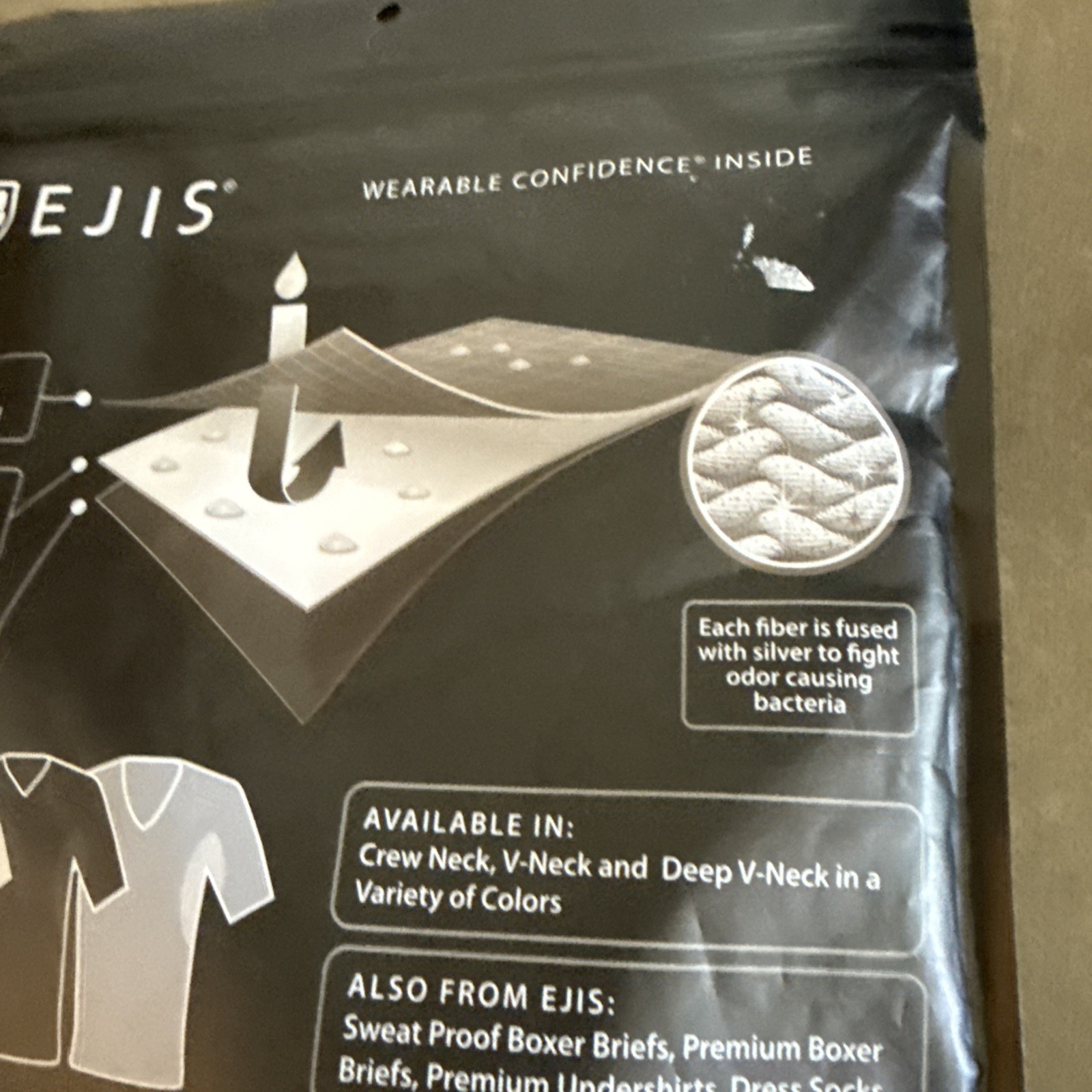 Ejis Sweat Proof Undershirt Mens White Crew Neck Size M gallery