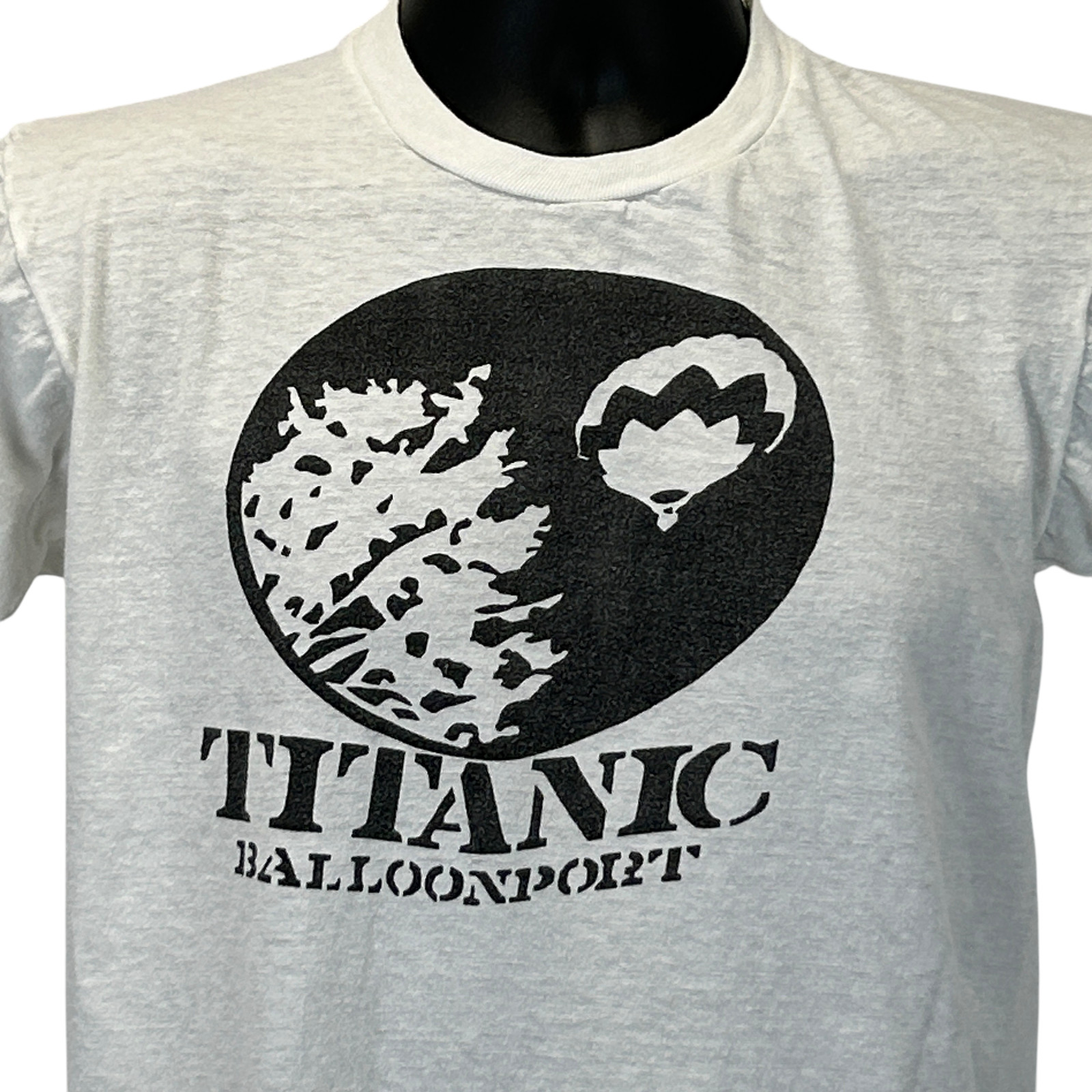 Vintage 70s 80s Titanic Balloonport Hot Air Balloon T Shirt USA White S Small