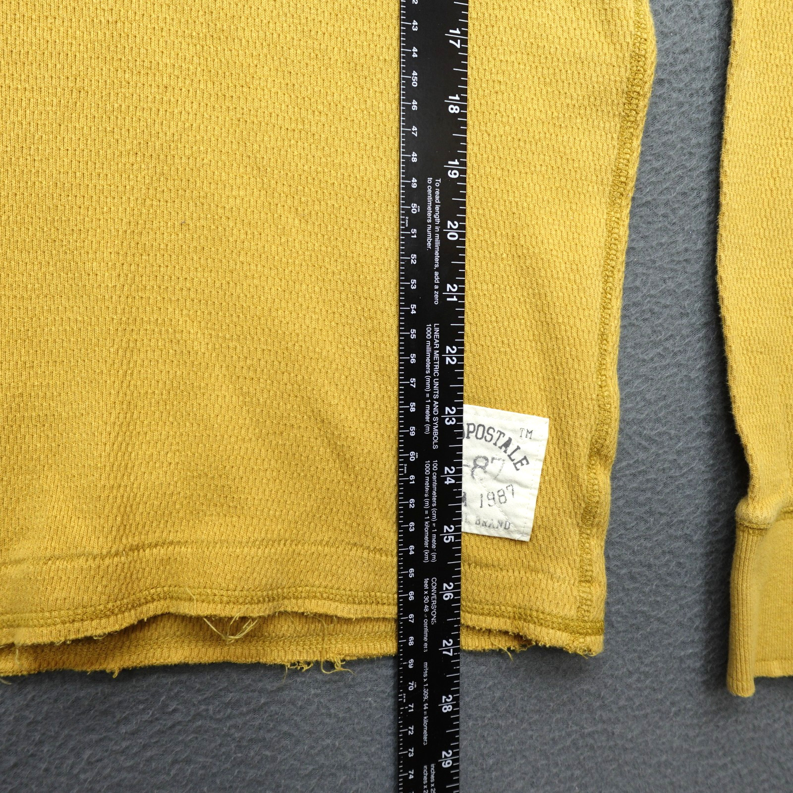 Vintage Aeropostale Thermal Waffle Knit Shirt Men's Size M Yellow Embroidered gallery