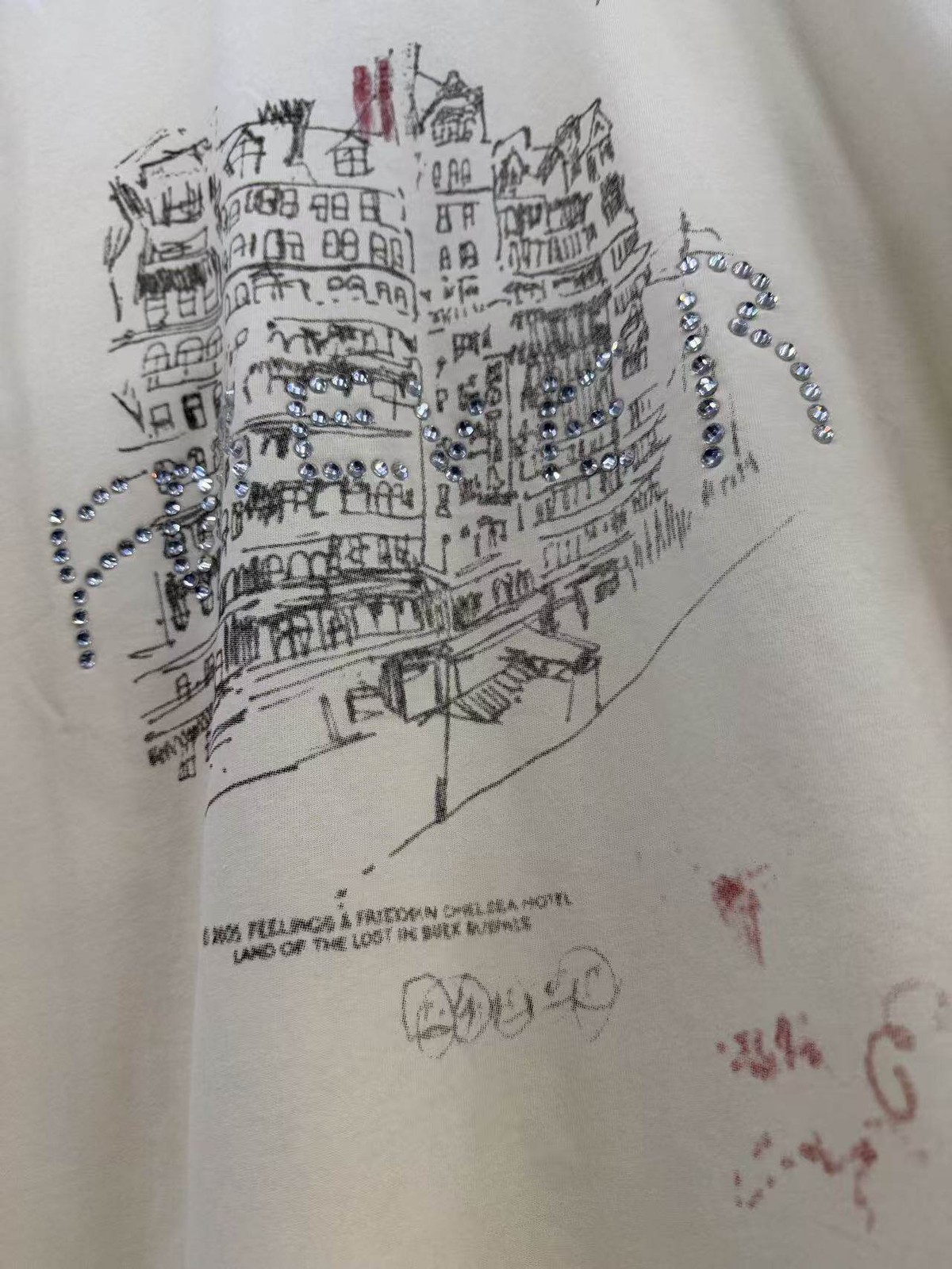High Street Rhinestone Print Washed Distressed Loose Cotton Short Sleeve T-Shirt gallery