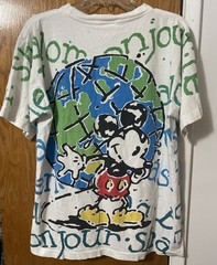 Vintage Disney Mickey Mouse Hello World All Over Print T Shirt OSFA 90s Land