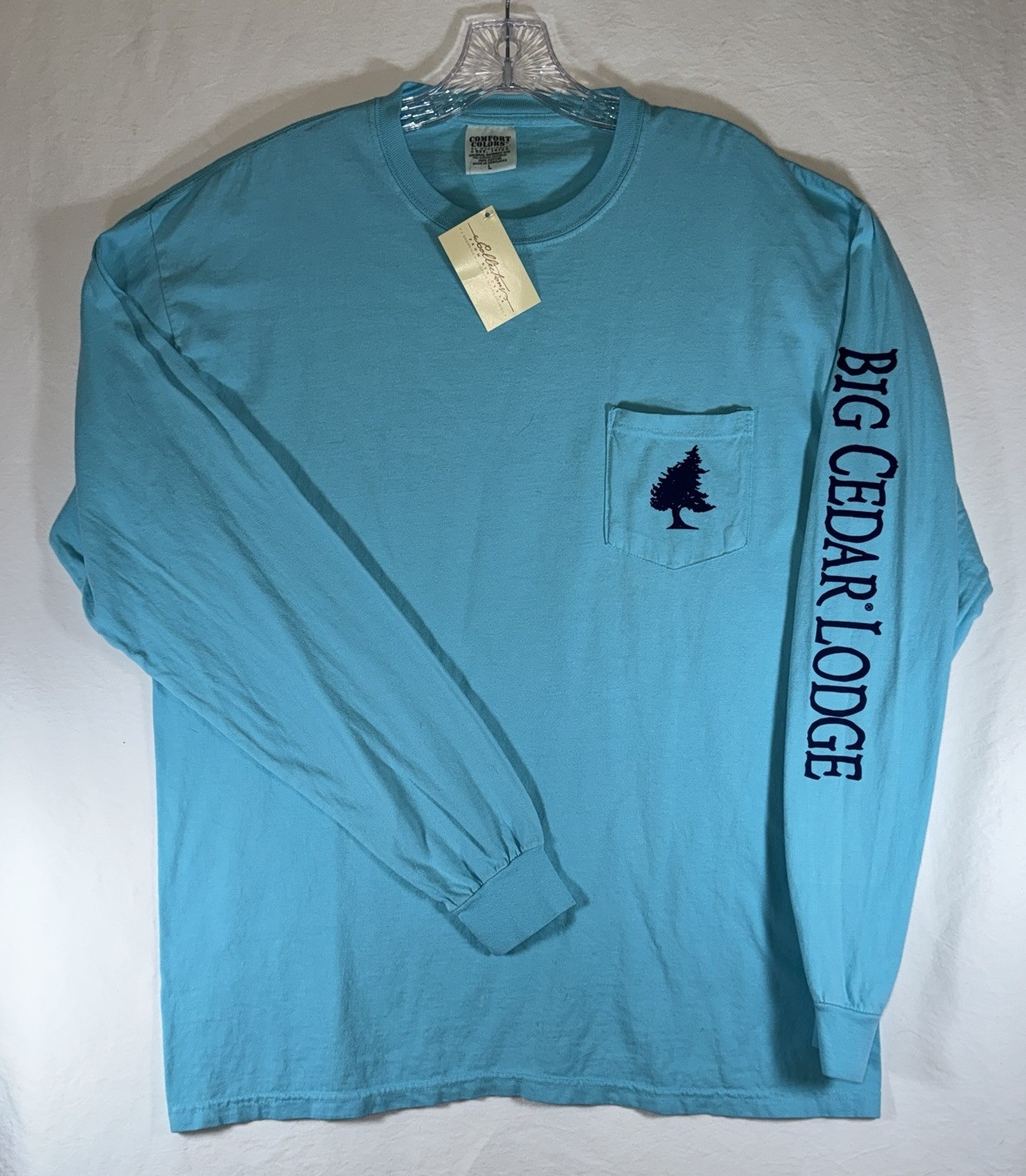 Comfort Colors Long Sleeve Pocket T-shirt 4410 Large Big Cedar Lodge NWT gallery
