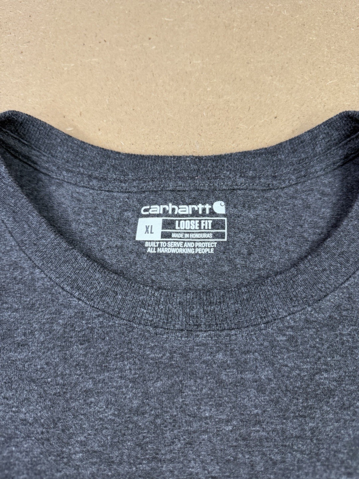 Carhartt Dark Gray Yellow Spell Out T Shirt Work Wear Outdoors Men’s XL Loose gallery