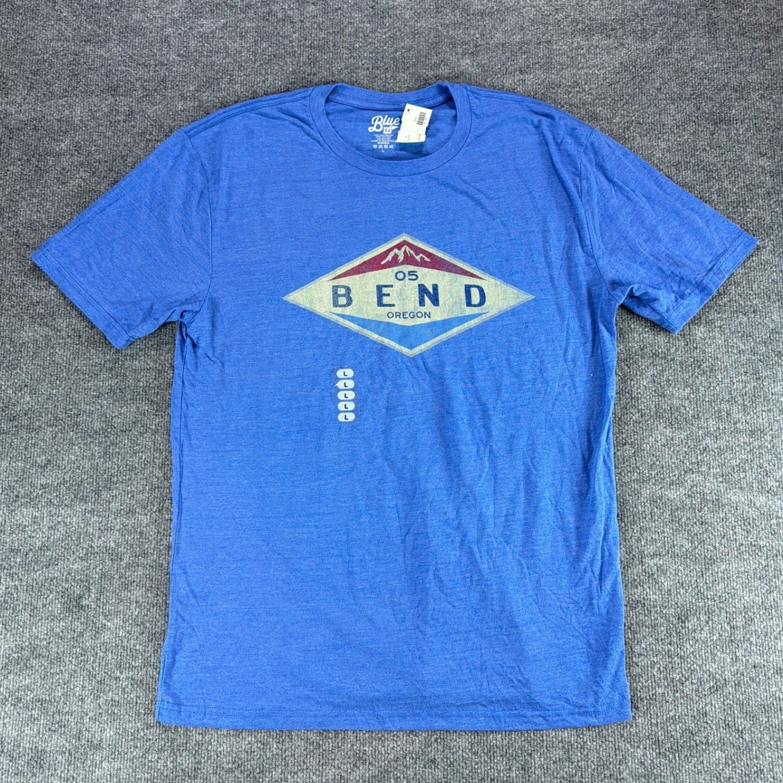 NWT Blue 84 Bend Oregon Graphic T-Shirt Mens Large Royal Blue Heather Tri-Blend gallery