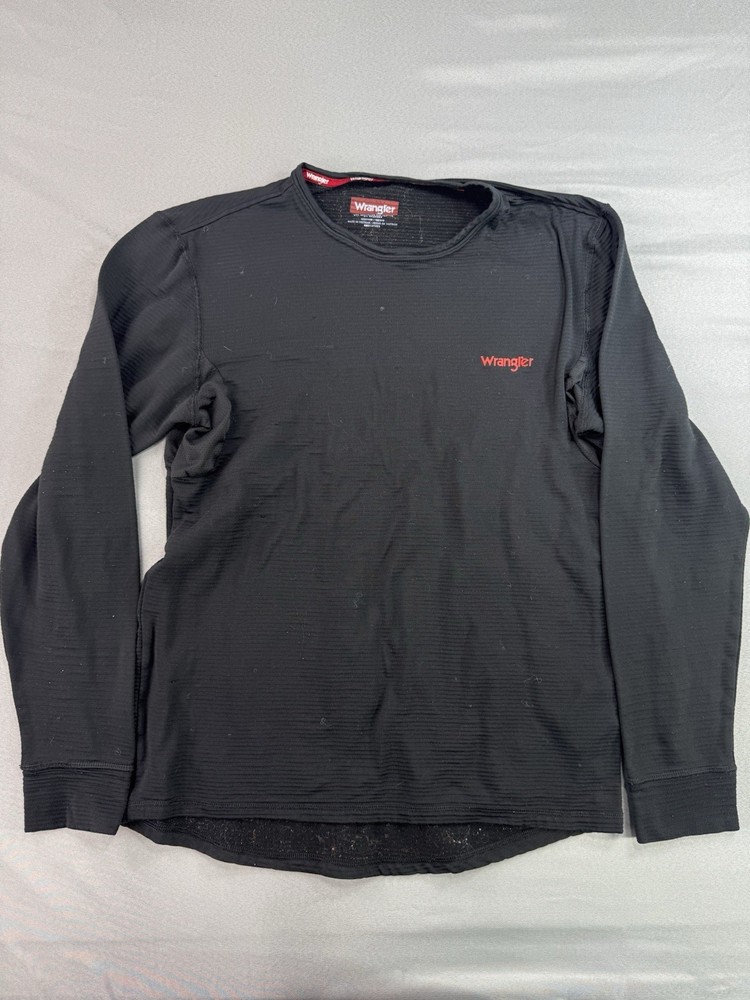 Wrangler Black Knit Long Sleeve Work Shirt Mens Size Medium Stretch