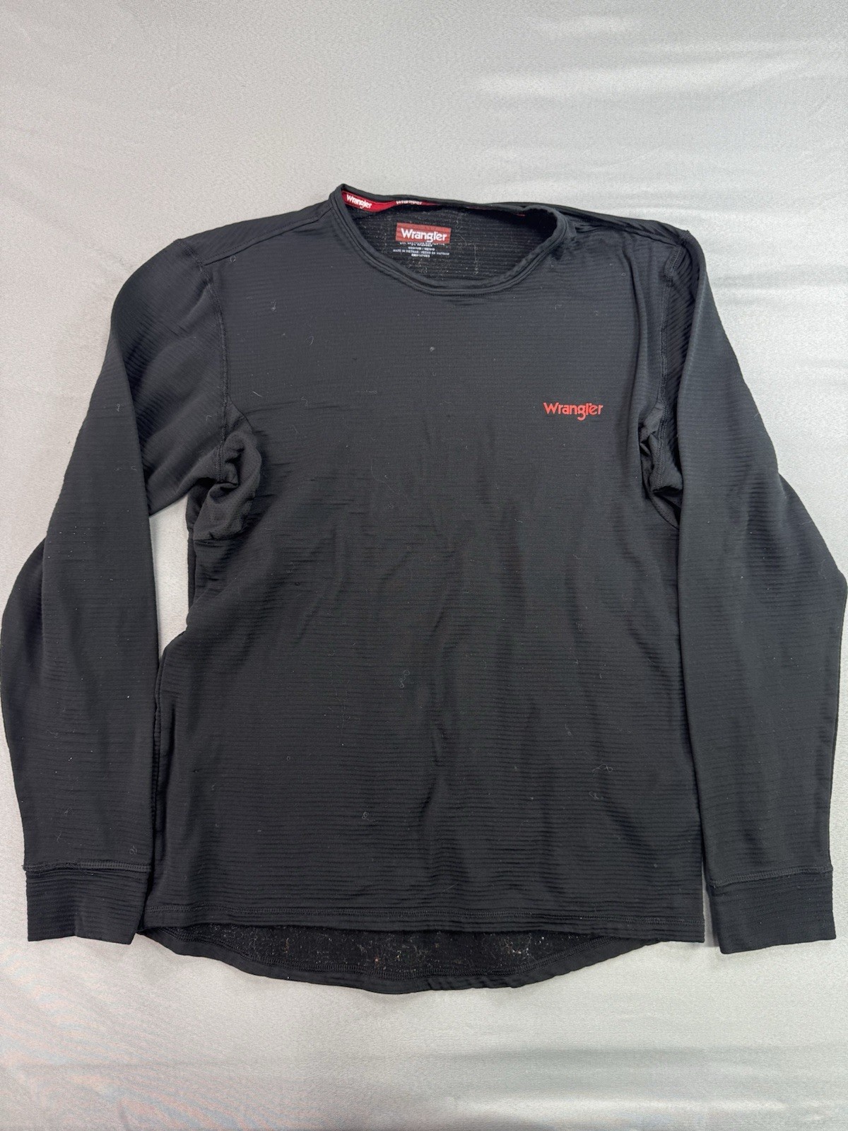Wrangler Black Knit Long Sleeve Work Shirt Mens Size Medium Stretch