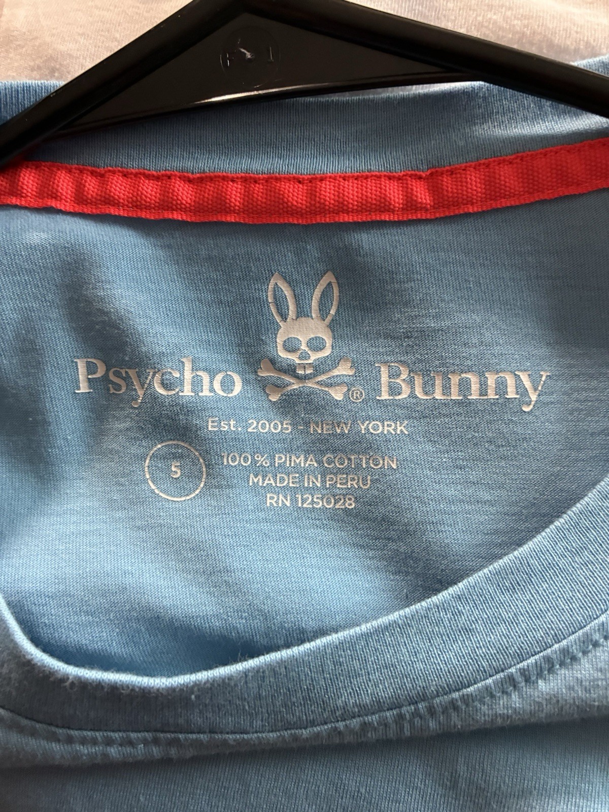 Psycho Bunny Pima Cotton Blue Logo Contrasting Trim Men's T-Shirt Size S gallery