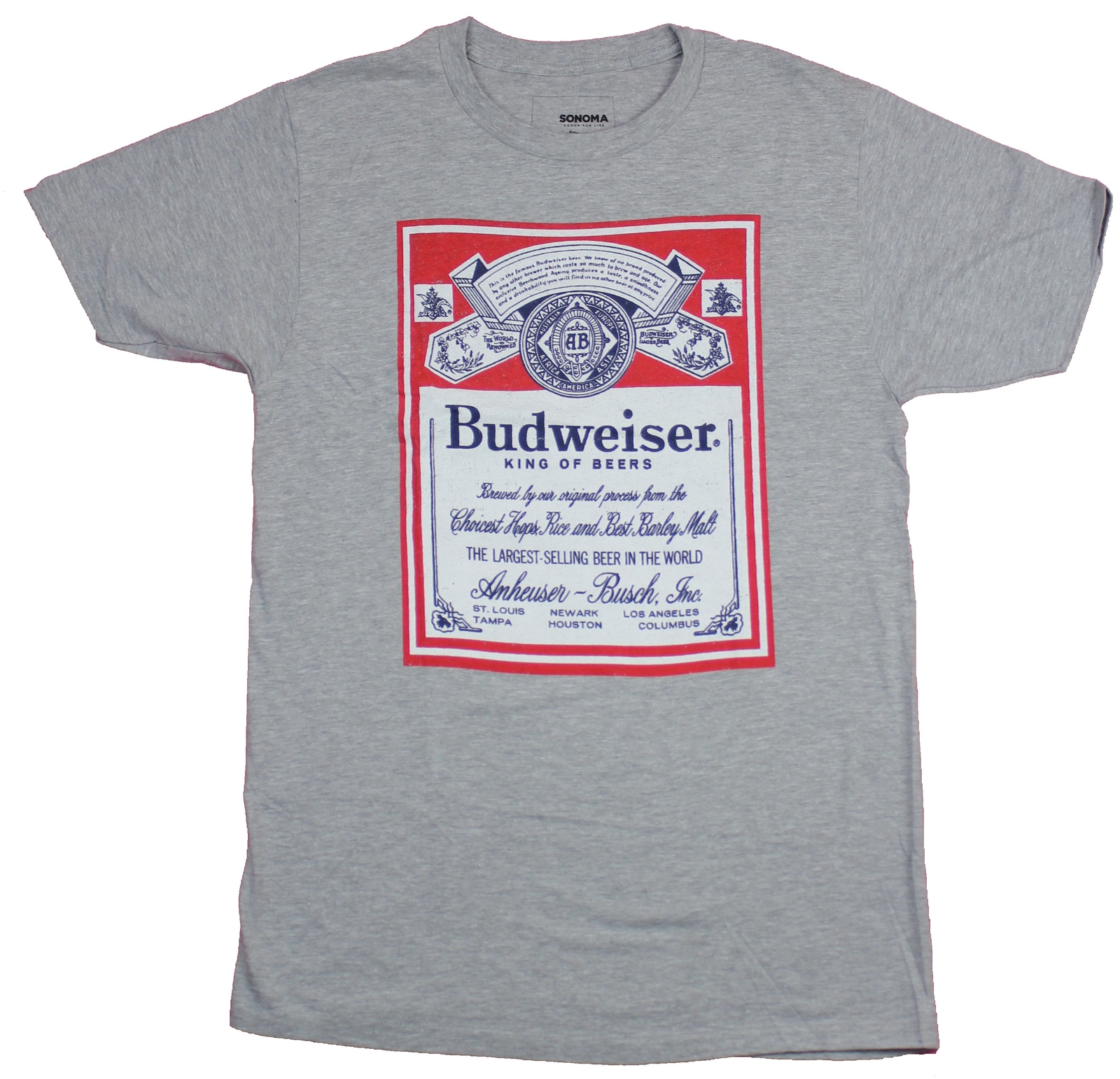 Budweiser Mens T-Shirt – Classic Red White Blue Label Image