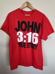Classic Teaze – John 3:16 True Story Unisex Red Large Christian T-Shirt