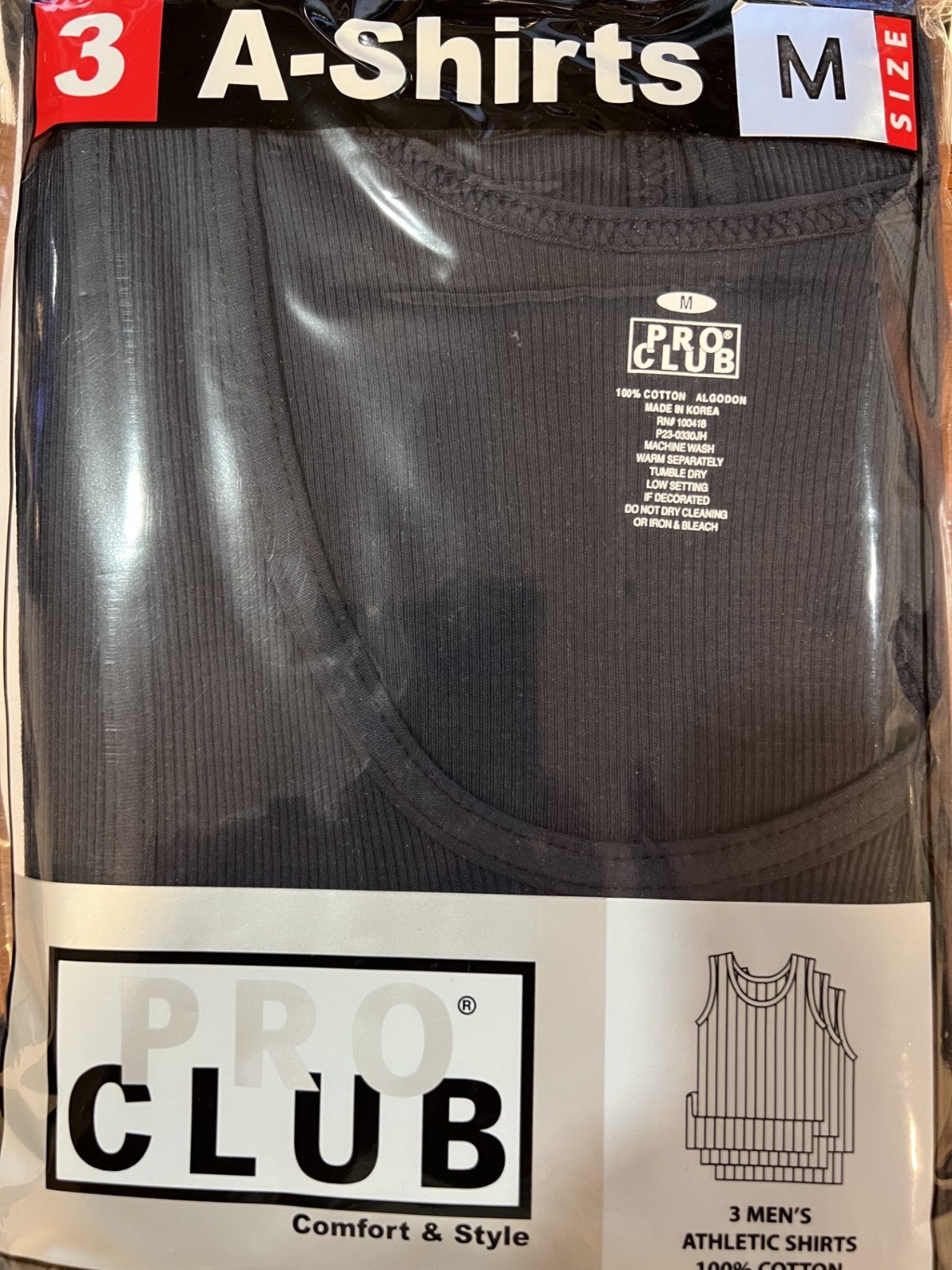 3 New PROCLUB MEN'S A-shirts Navy Tank Top Undershirts Pro Club Medium 3PC gallery