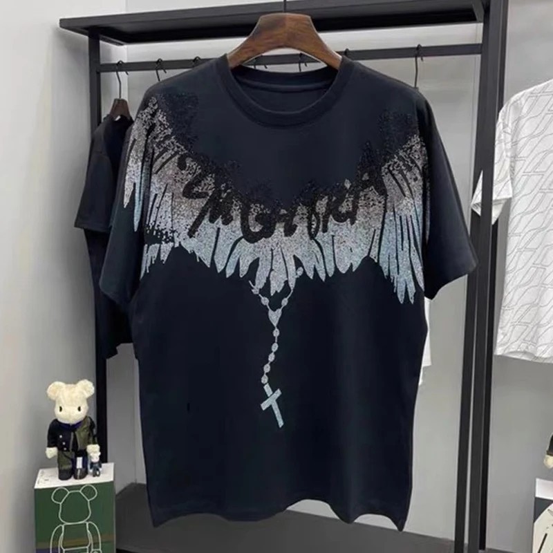 New Men Luxury Diamond Wings Rhinestones Fashion T-Shirt High Quality gallery