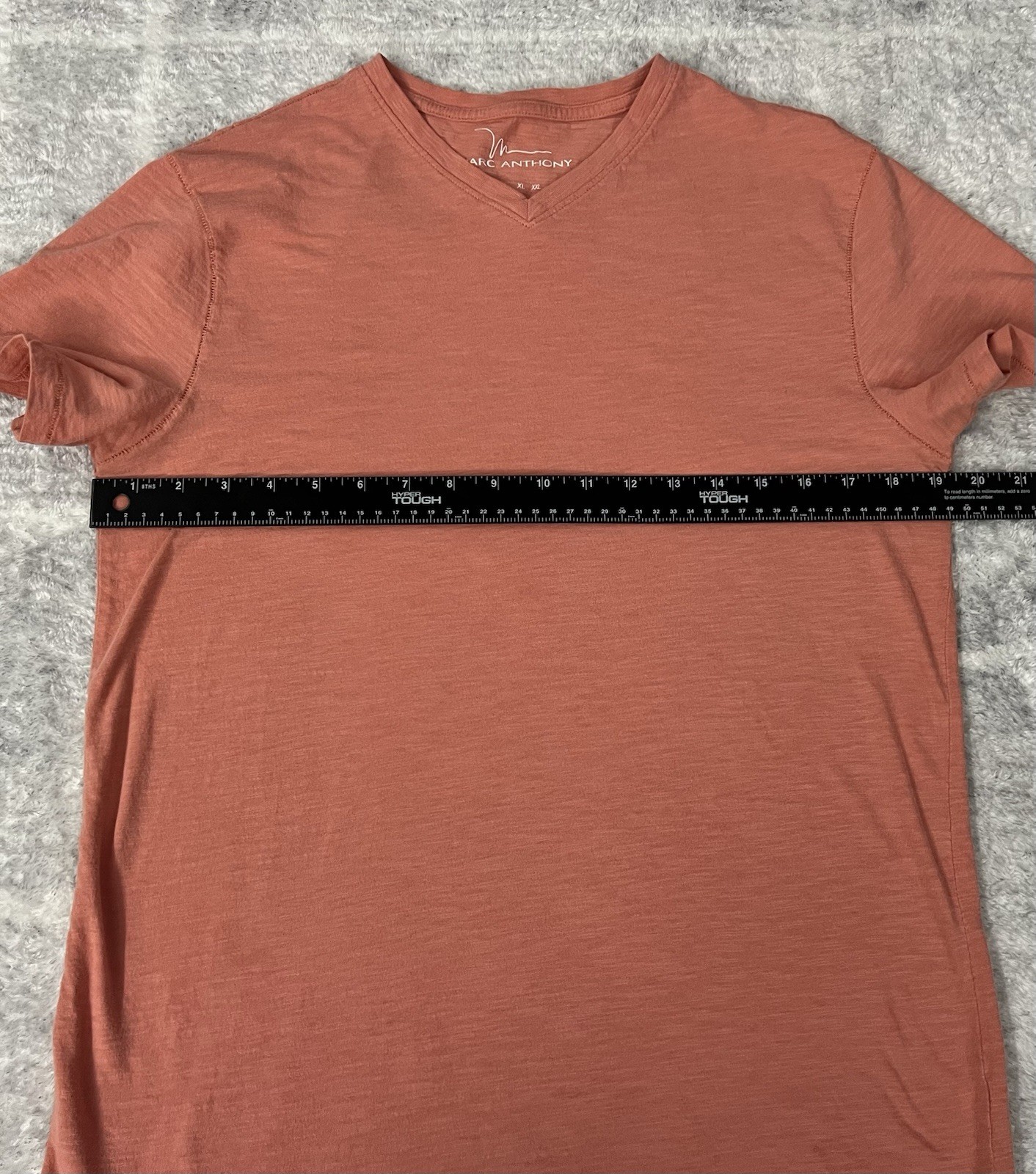 Marc Anthony Coral Orange Heathered V-Neck Soft 100% Cotton Men Size M T-Shirt gallery