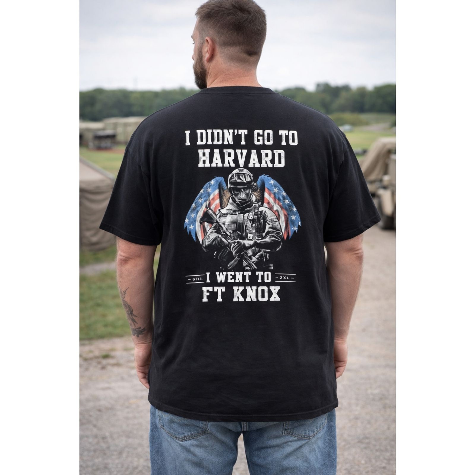 Gildan Men 2XL Black Graphic T-Shirt I Didn’t Go to Harvard I Went to Ft Knox #D gallery