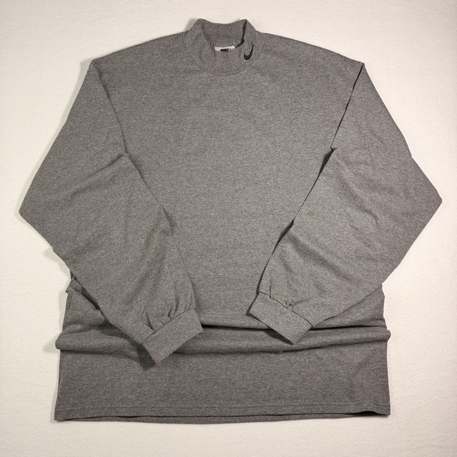 Vintage Nike Mock Neck Long Sleeve Shirt Gray USA Made Swoosh XL Y2K gallery