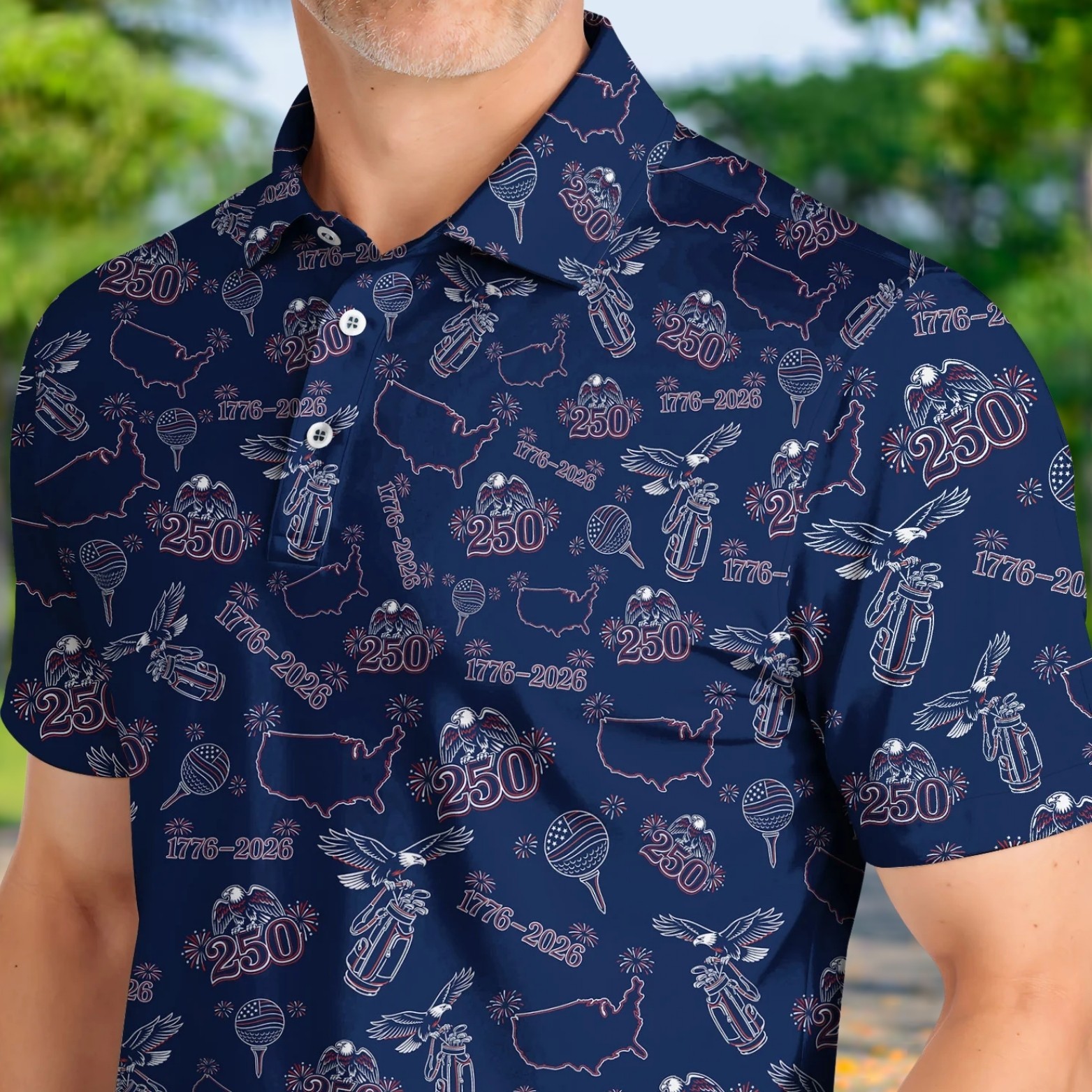 Men Patriotic Eagle & Liberty Golf Shirt USA 250th Anniversary 1776-2026 (S-5XL) gallery