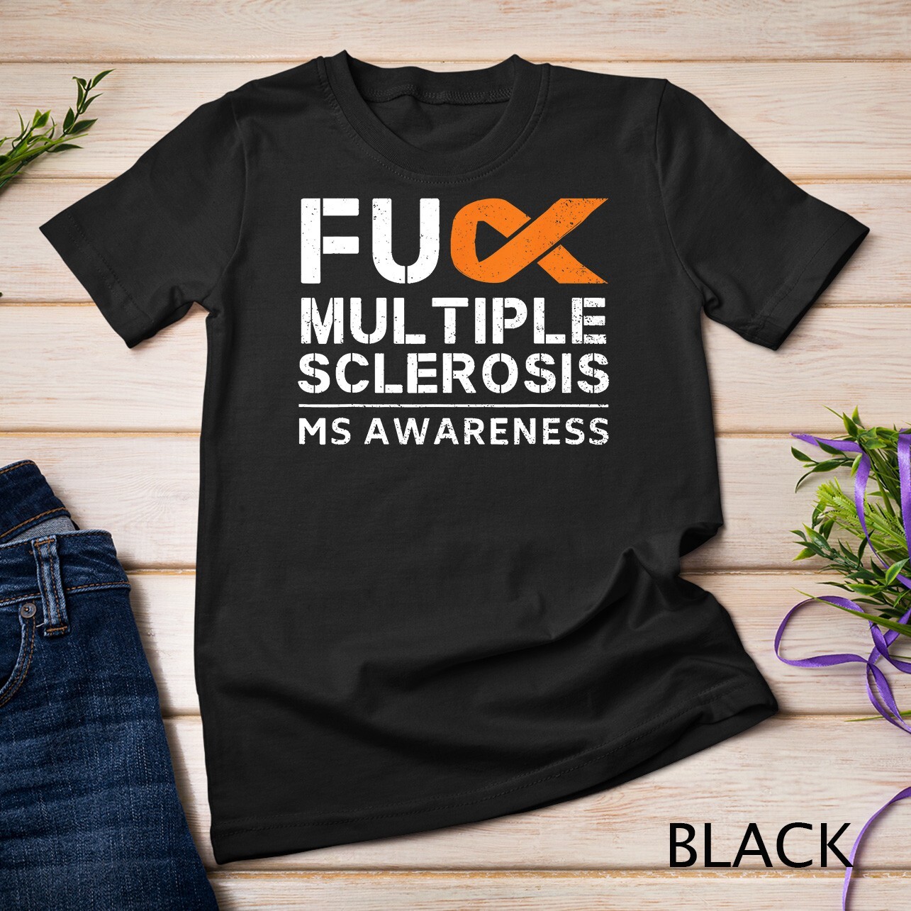 Multiple Sclerosis MS Awareness Support Ribbon Unisex T-shirt gallery