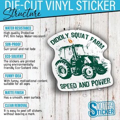 (3Pcs) Diddly Squat Farm Speed and Power Stickers Bumper Sticker Tractor Farming