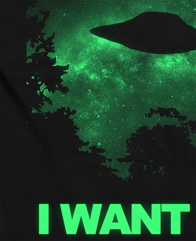 UFO t-shirt, I want to believe t-shirt, glow in the dark, Area 51 t-shirt, Alien gallery