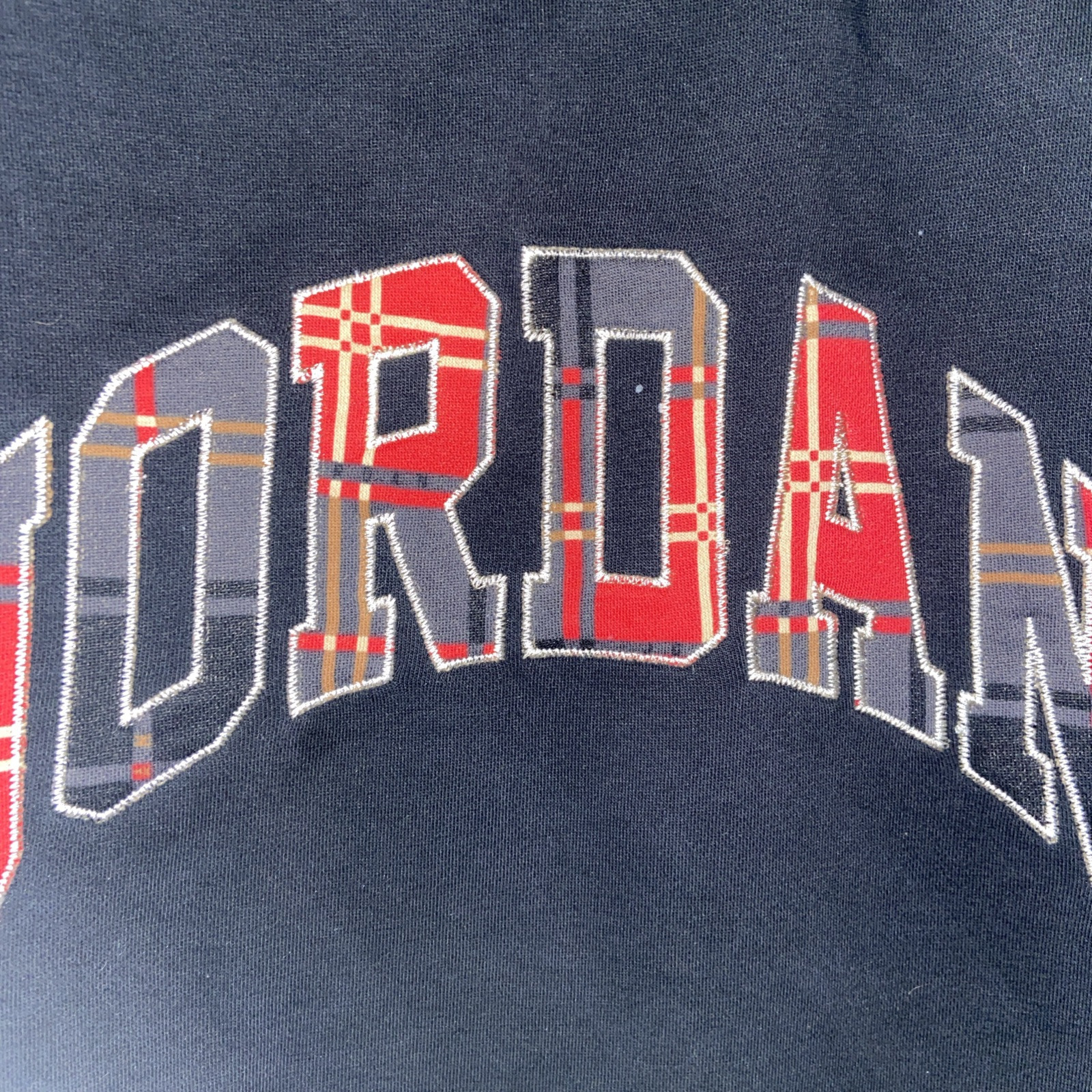 Jordan Men’s Black Spell Out Sweatshirt Plaid Text Size XS Extra Small gallery