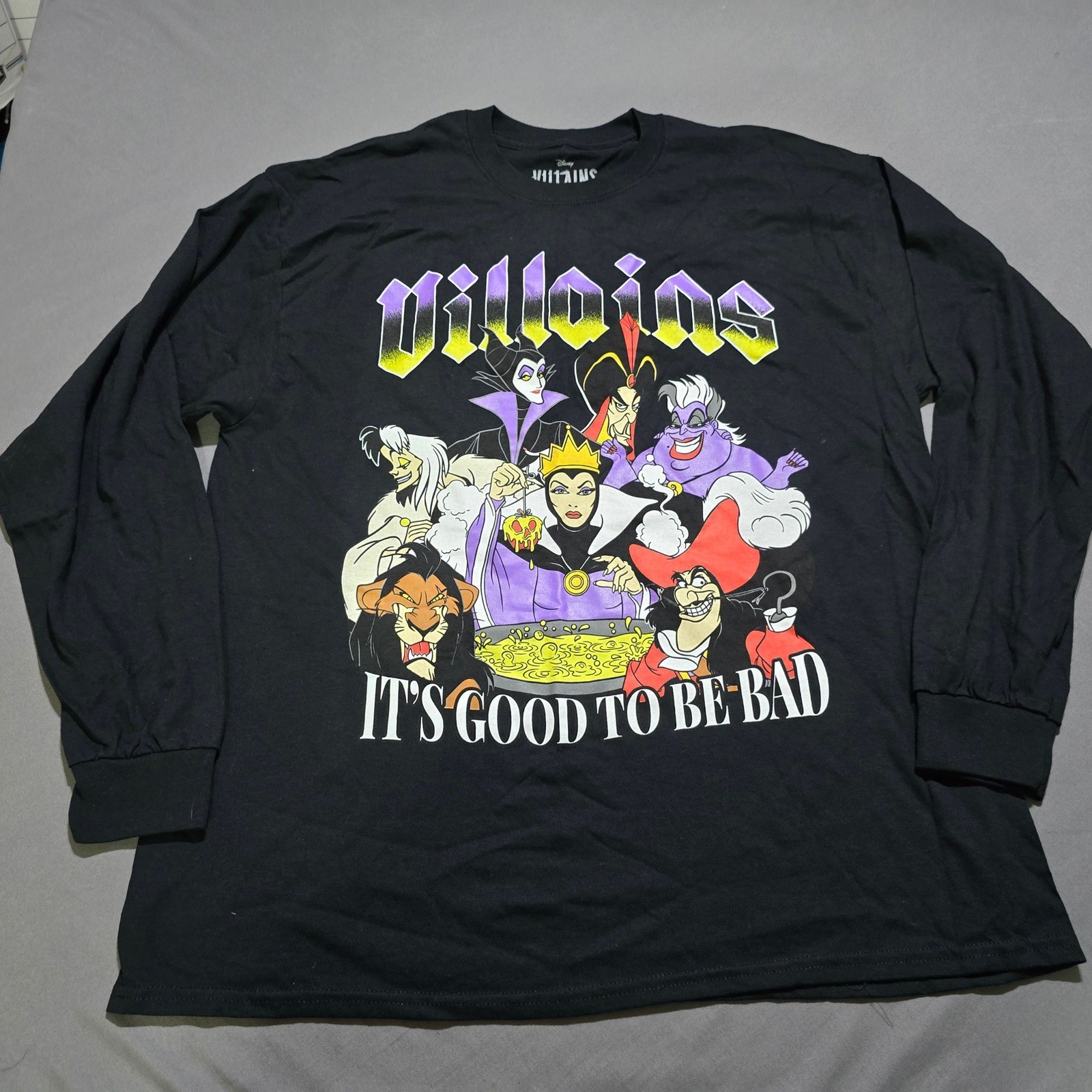Disney Villains Long Sleeve Shirt Mens XL Black It’s Good To Be Bad Graphic Tee