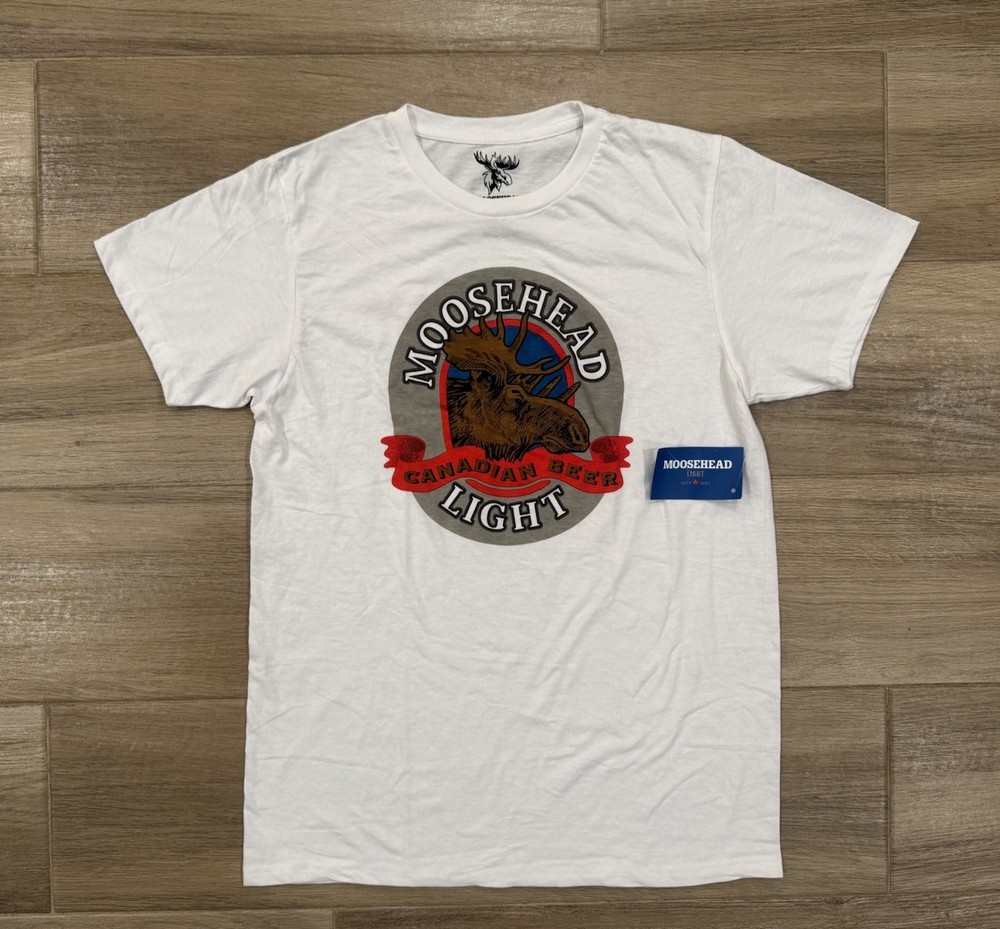 New Moosehead Light Beer T-Shirt MEDIUM Men’s Canadian Graphic Tee Funny White